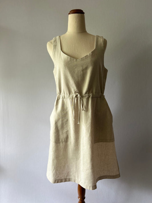 Natural Oatmeal Apron Pinafore Dress - Size 8