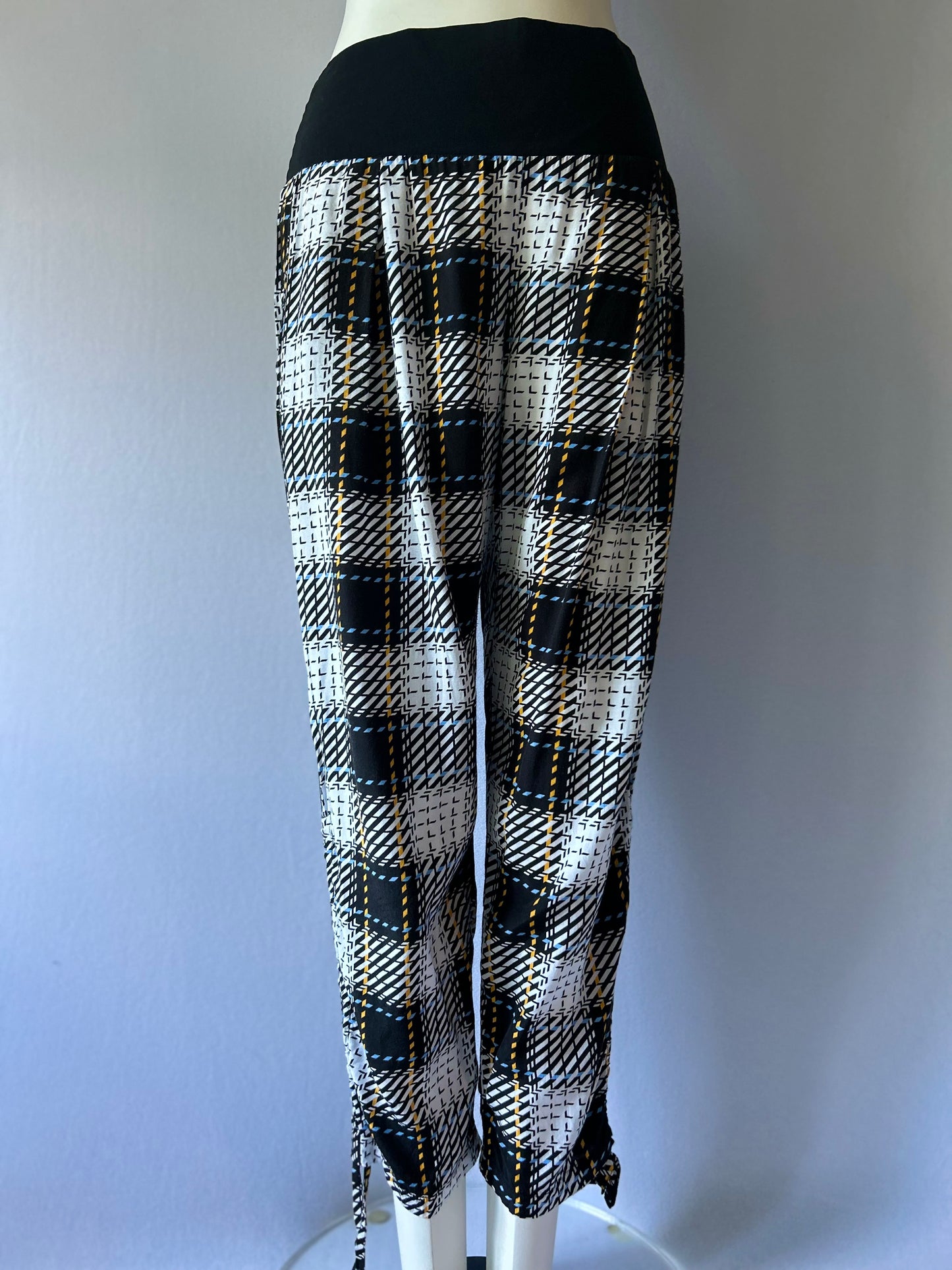 OBI Made in NZ Check Print Viscose Tapered Pants - Size 12