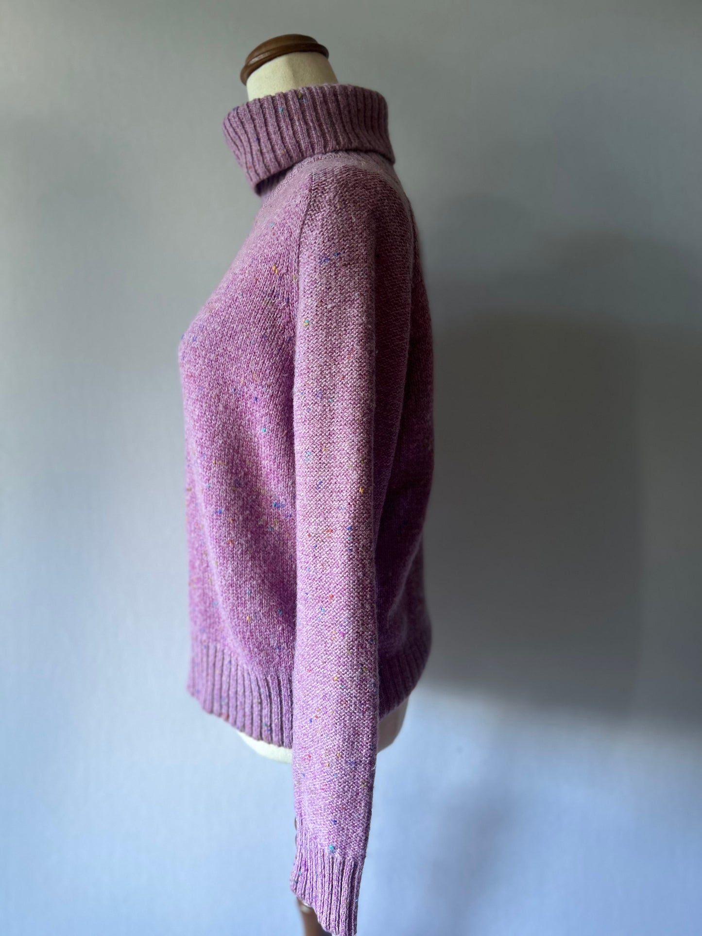 Esprit Donegal Speckled Wool & Mohair Blend Roll-Neck Jumper - Lavender Lilac - Size Small