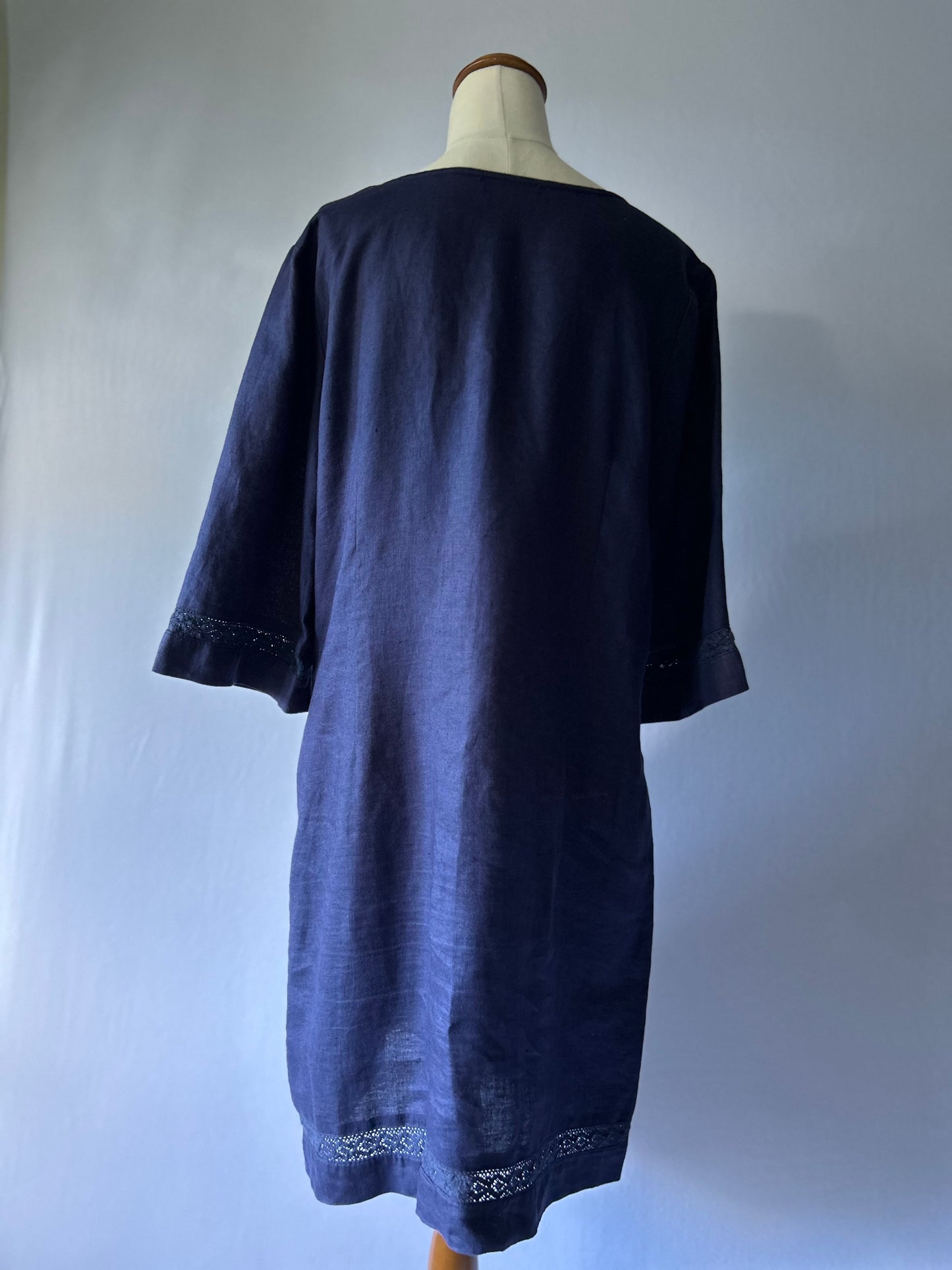 Workshop Navy 100% Linen Dress – Size 12