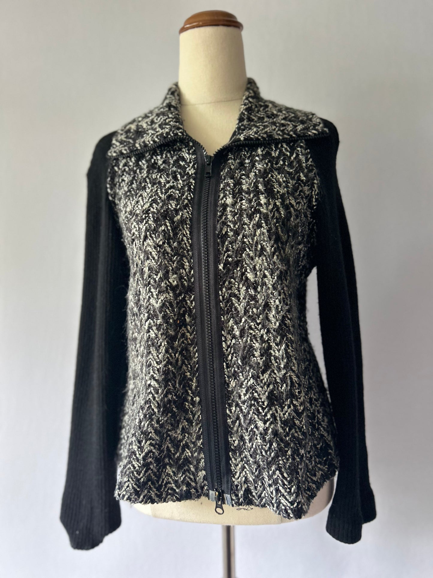 Chevron Knit Zip-Up Cardigan - Size 12