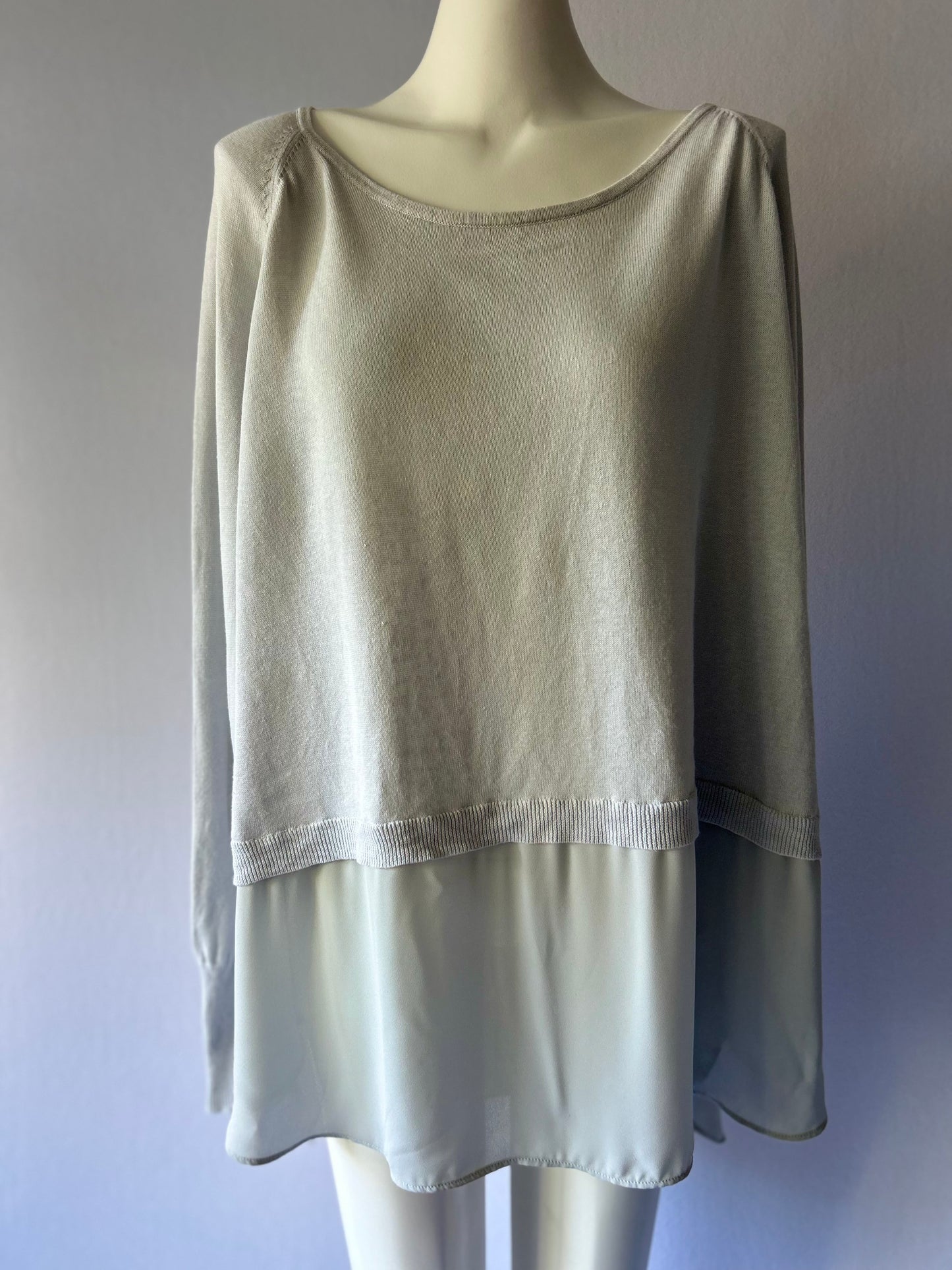 Sage Mist Layered Linen-Blend Tunic - Size 2X