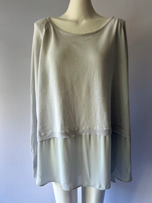 Sage Mist Layered Linen-Blend Tunic - Size 2X