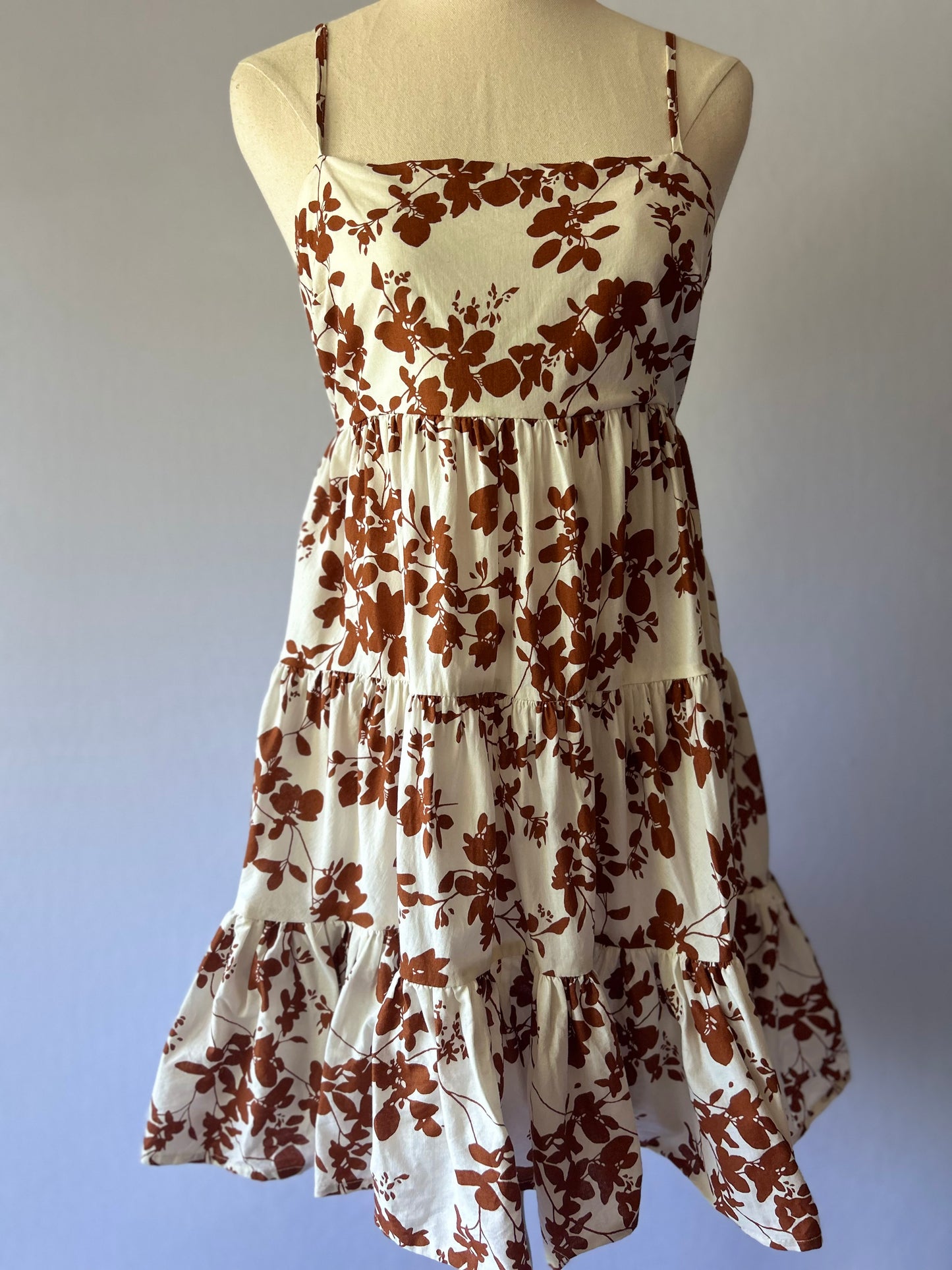 Showpo Floral Print Tiered Mini Dress - Size 10 (100% Cotton)