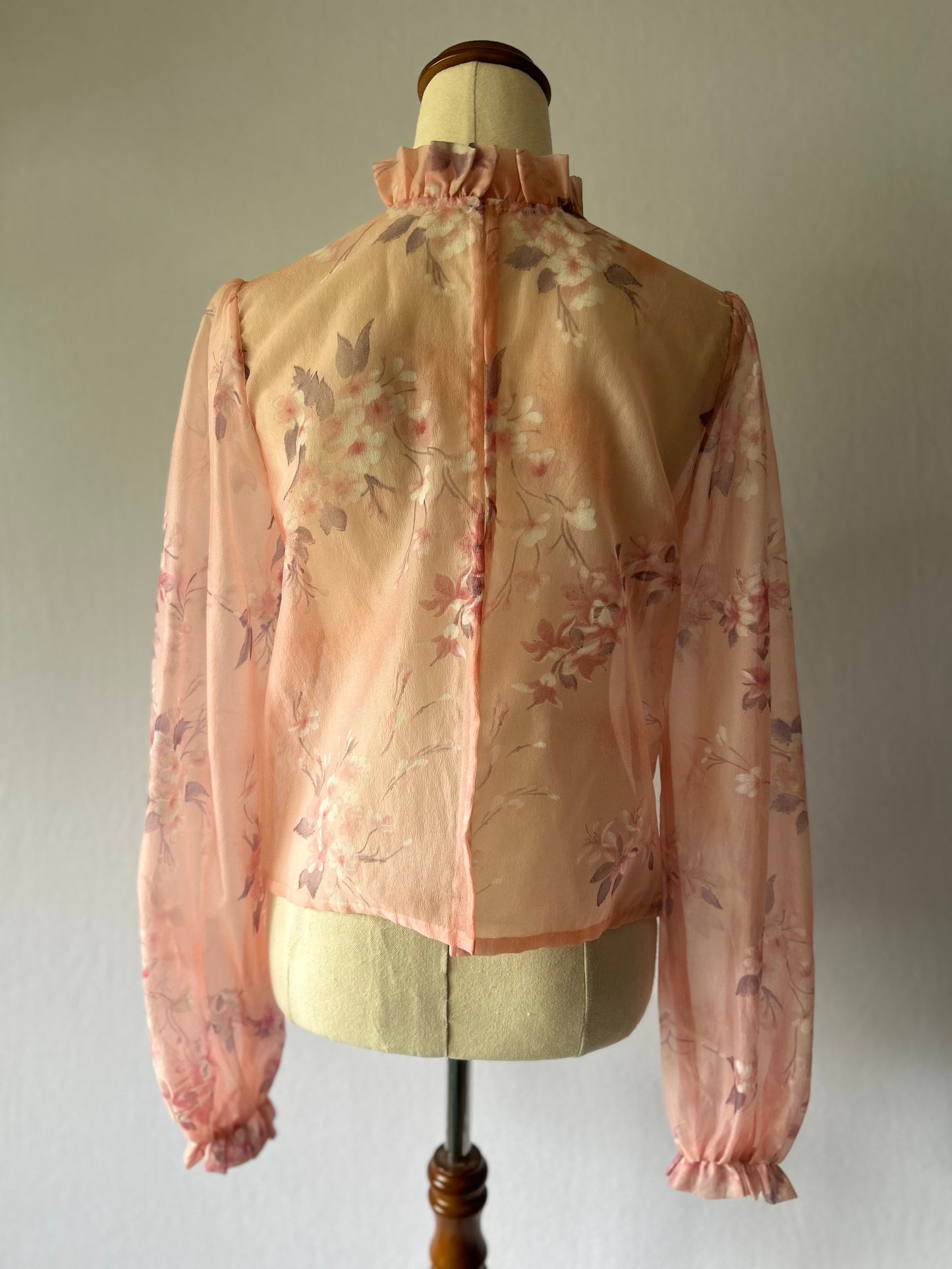 Silk Pink Floral Blouse– Size M