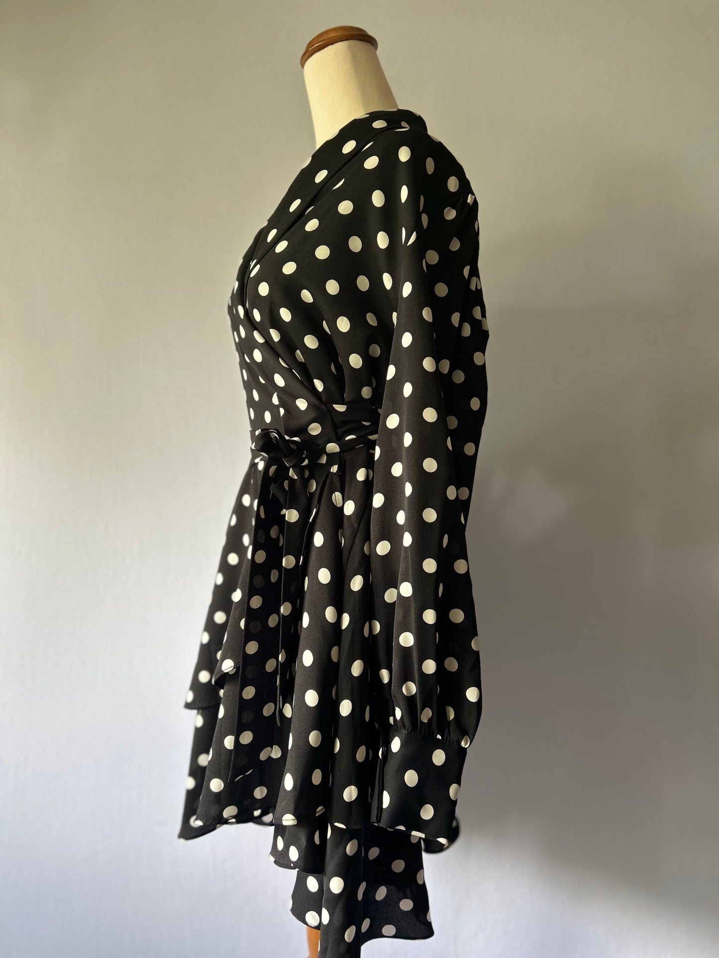 Pia Polka Dot Ruffle Wrap Dress – Size S