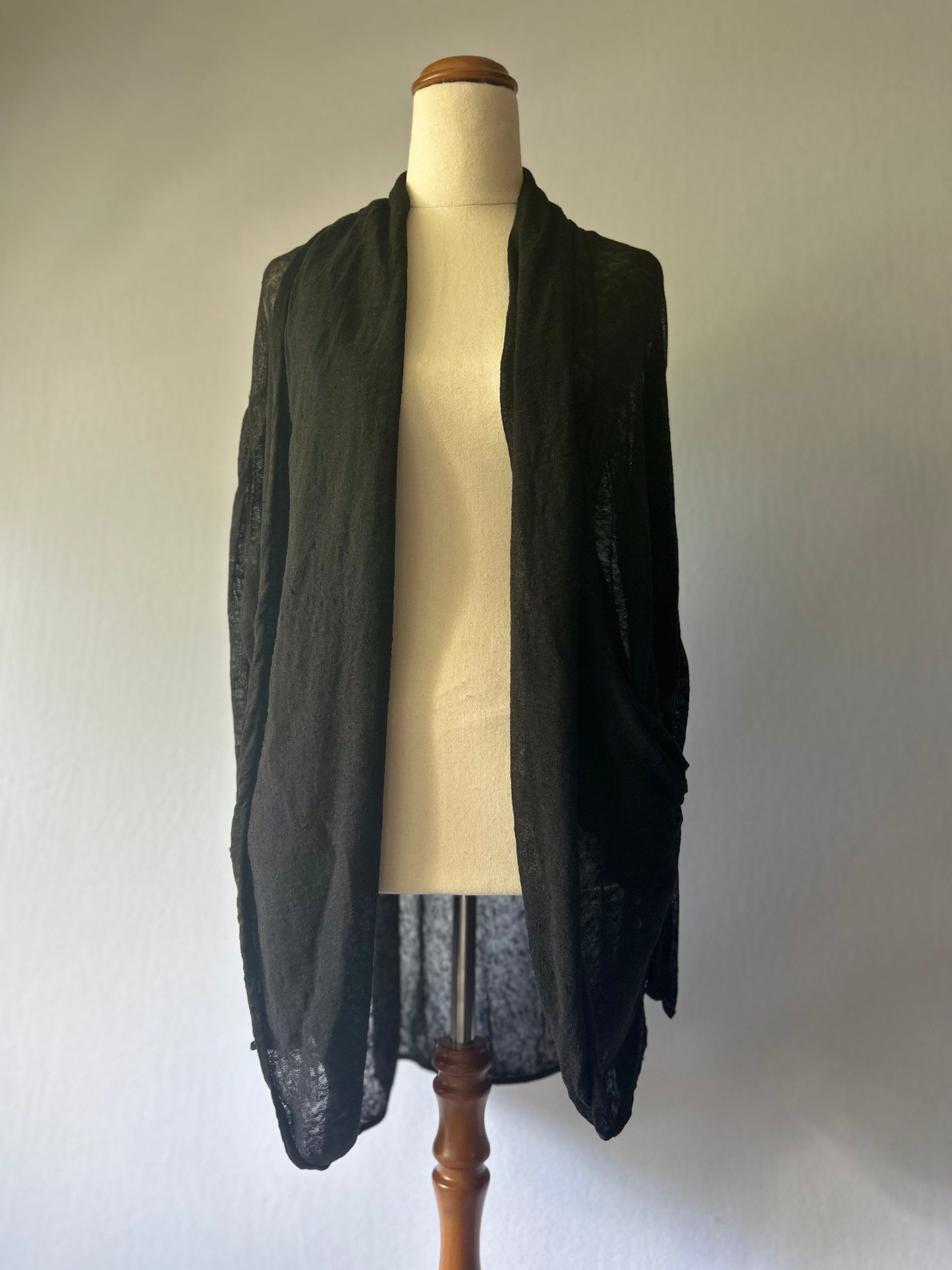 COS Black Long Cardigan – Size Small – Linen Blend