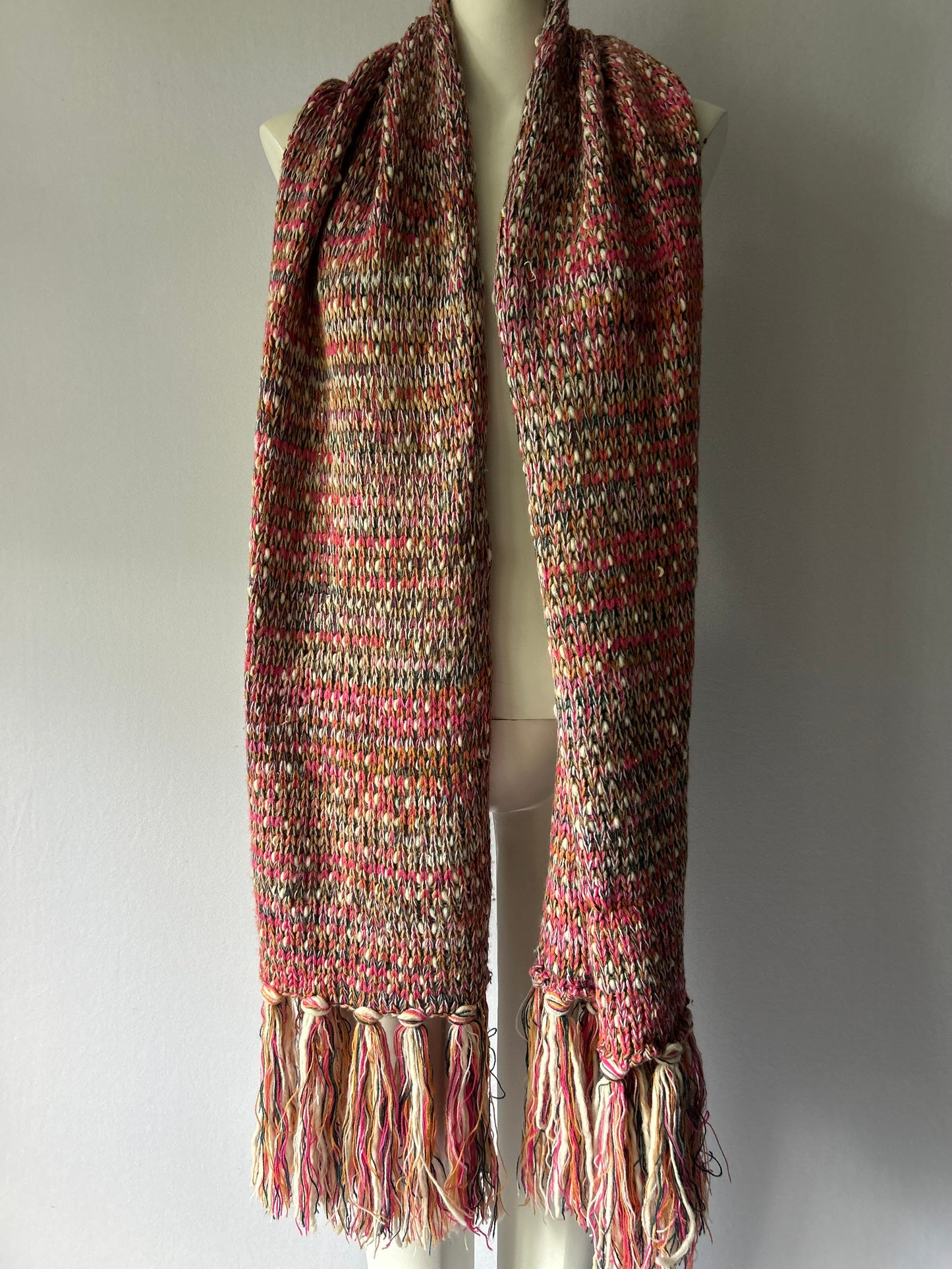 Rubi Chunky Multi-Color Knit Scarf with Tassels - One Size