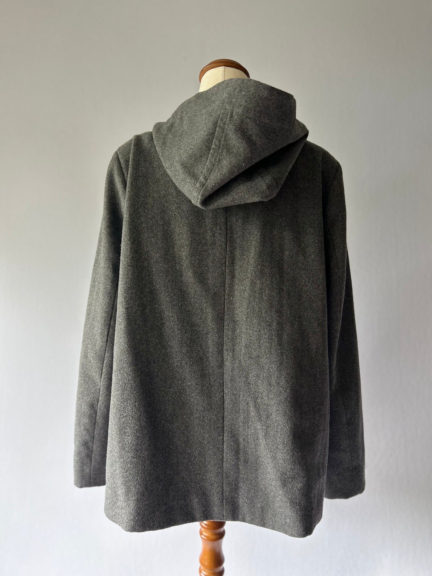 Max Wool-Blend Hooded Snap-Front Jacket - Charcoal Gray - Size 10