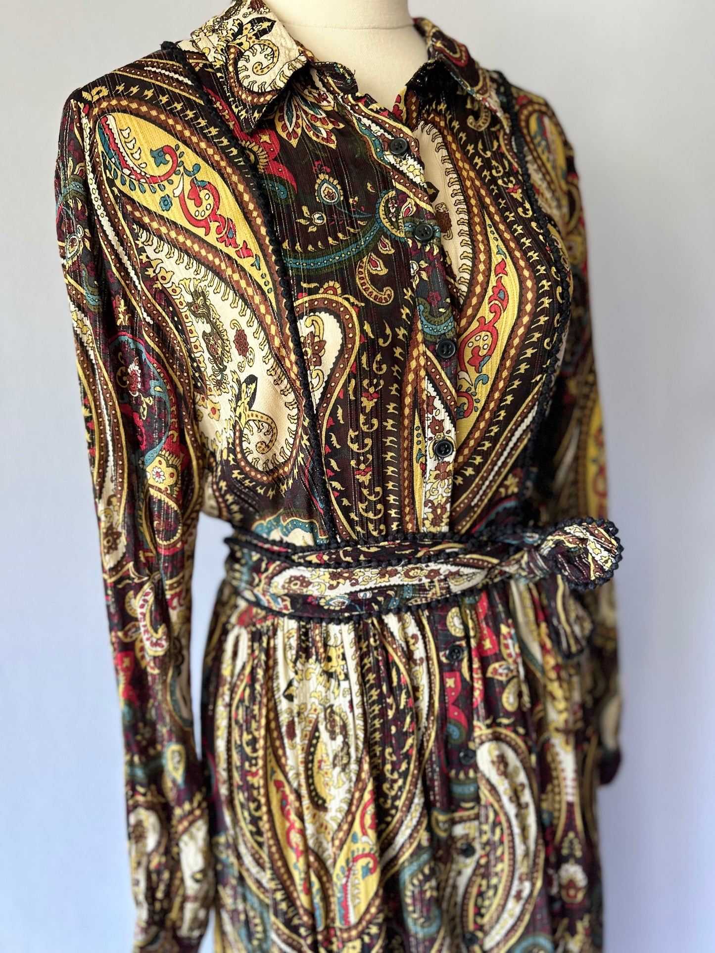 Boho Paisley Midi Dress – Size Small
