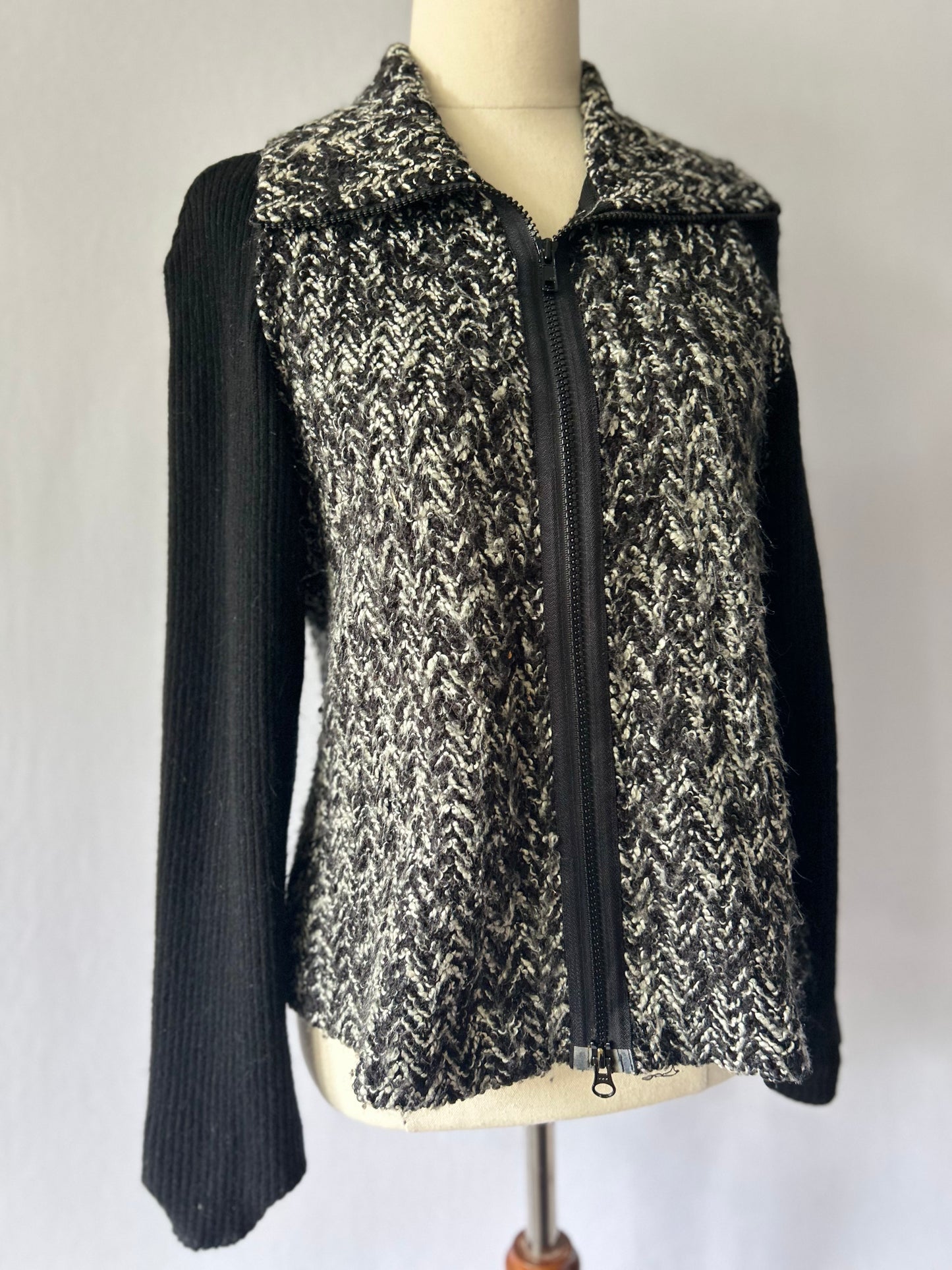 Chevron Knit Zip-Up Cardigan - Size 12