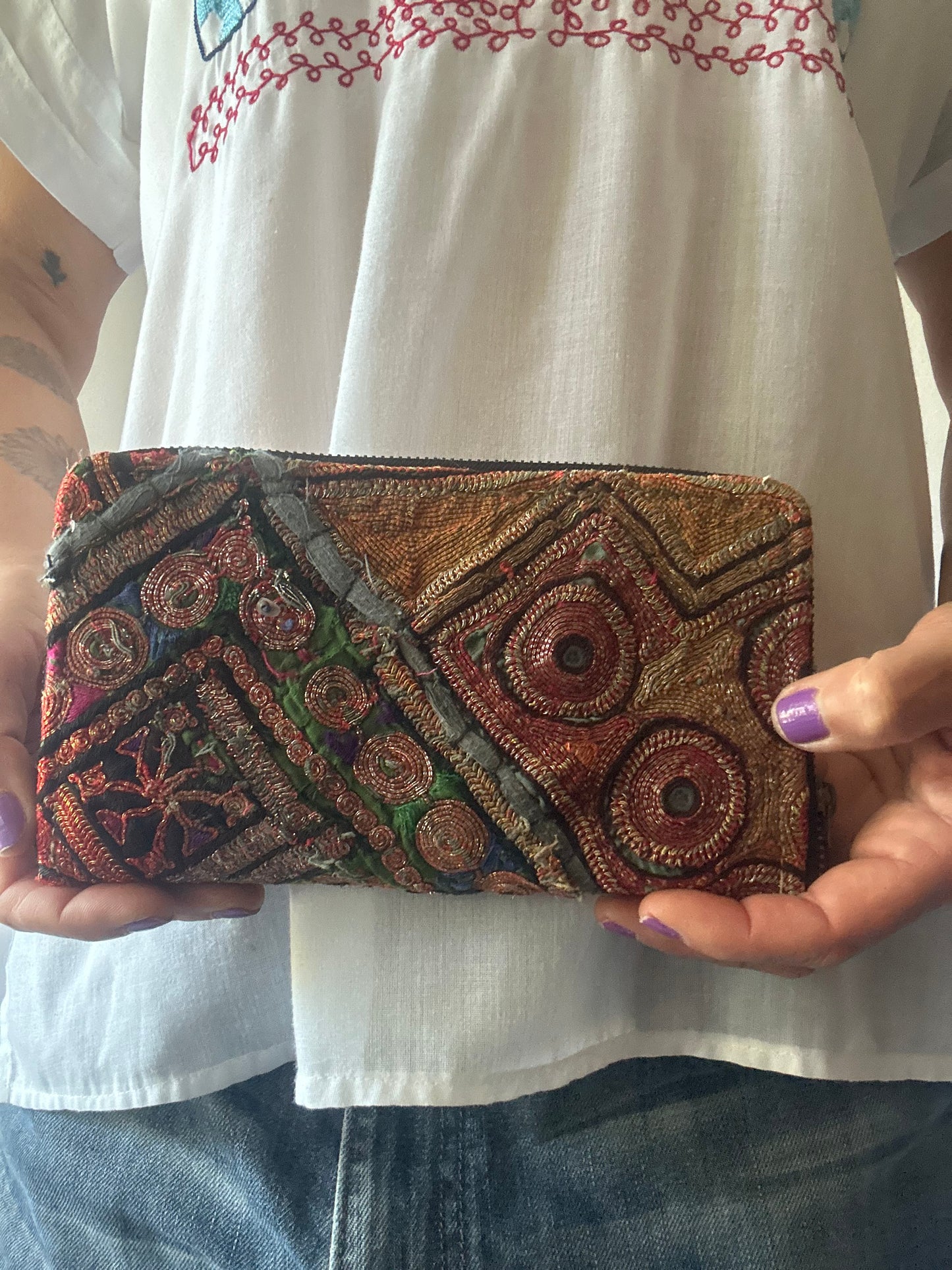 Handcrafted Embroidered Clutch – Unique Boho Statement Piece
