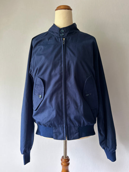 Classic Navy Harrington-Style Bomber Jacket – Size M