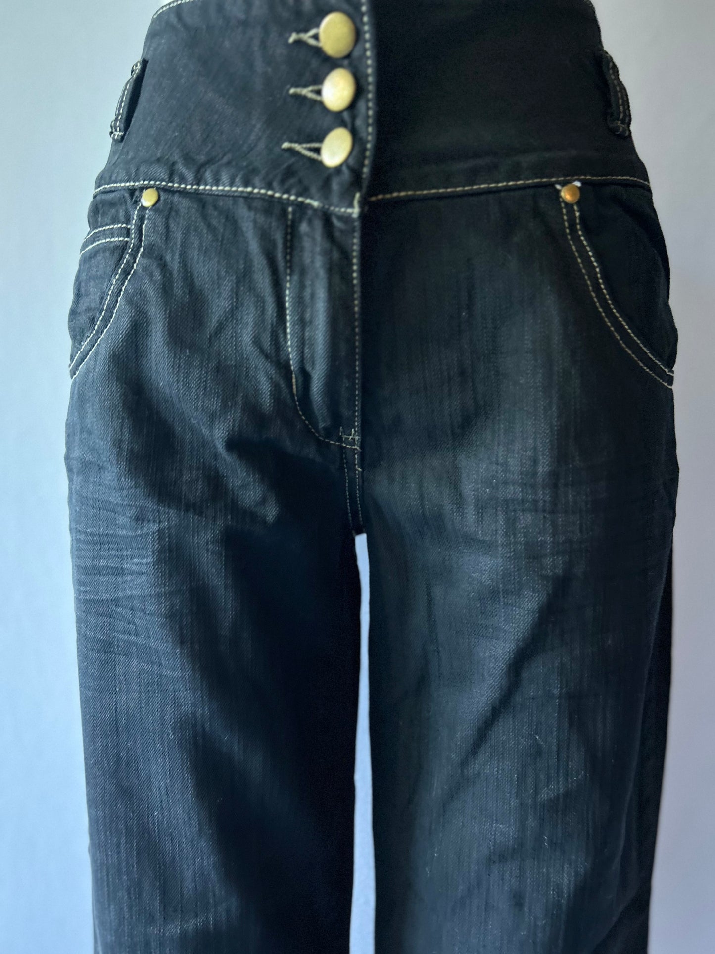 Petrena  High-Waisted Wide-Leg Denim Trousers (Made in NZ) - Size 10