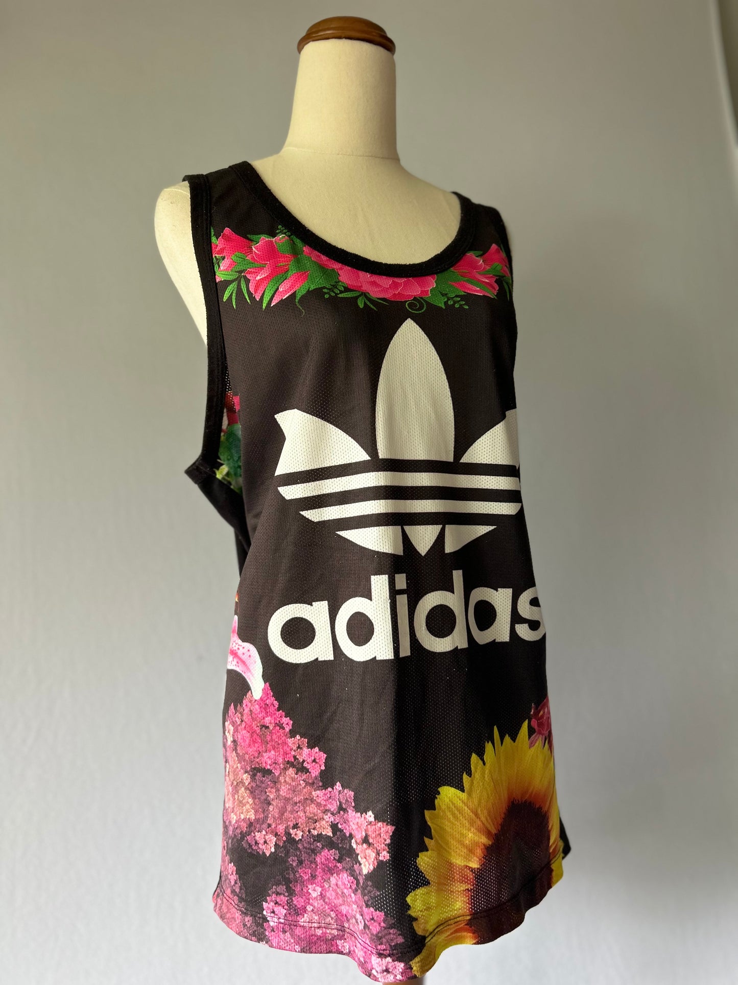 ADIDAS Originals Floral Print Mesh Tank Top / Jersey