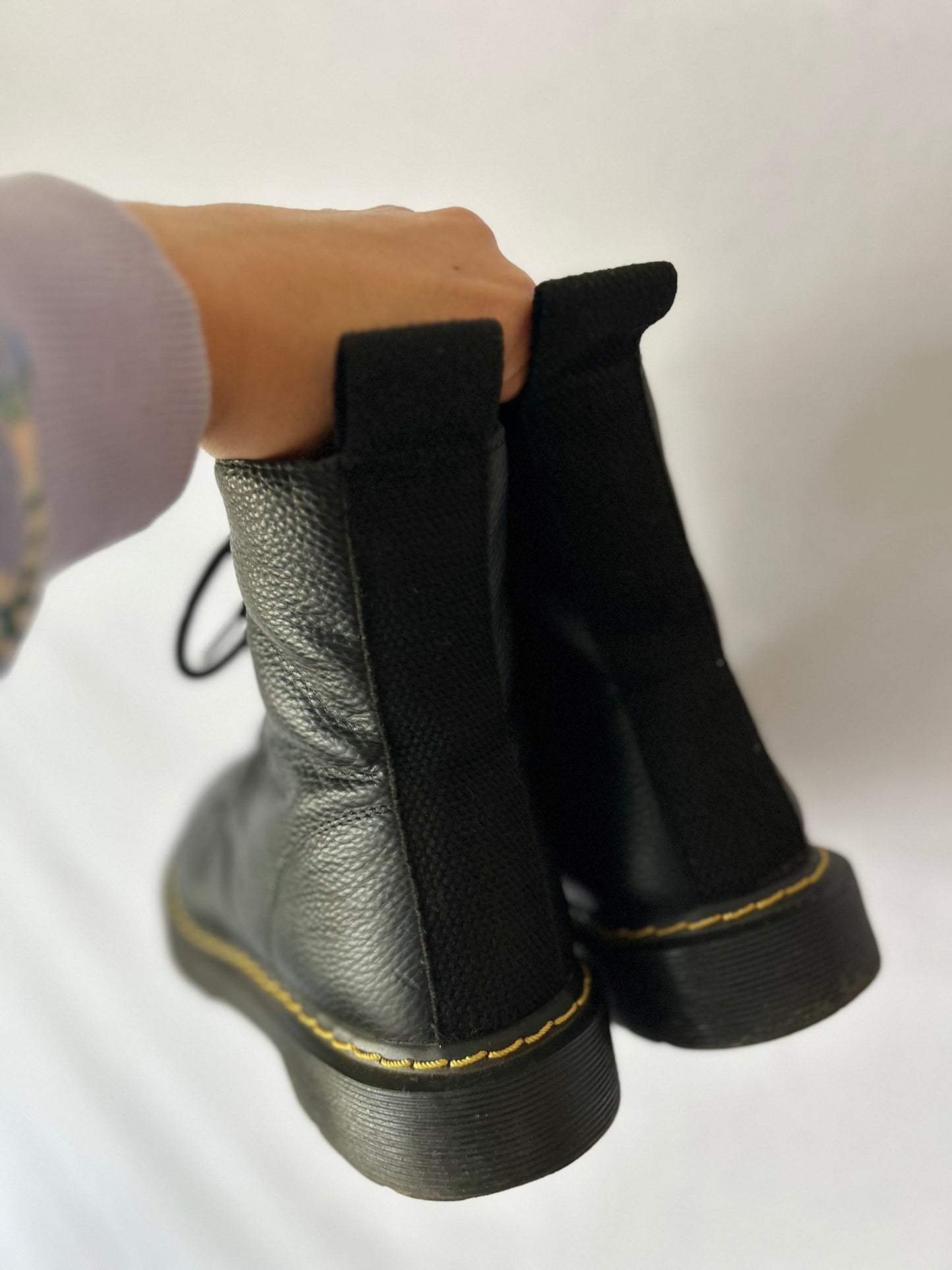 UGG Black Leather Combat Boots with Shearling Lining – Size 40