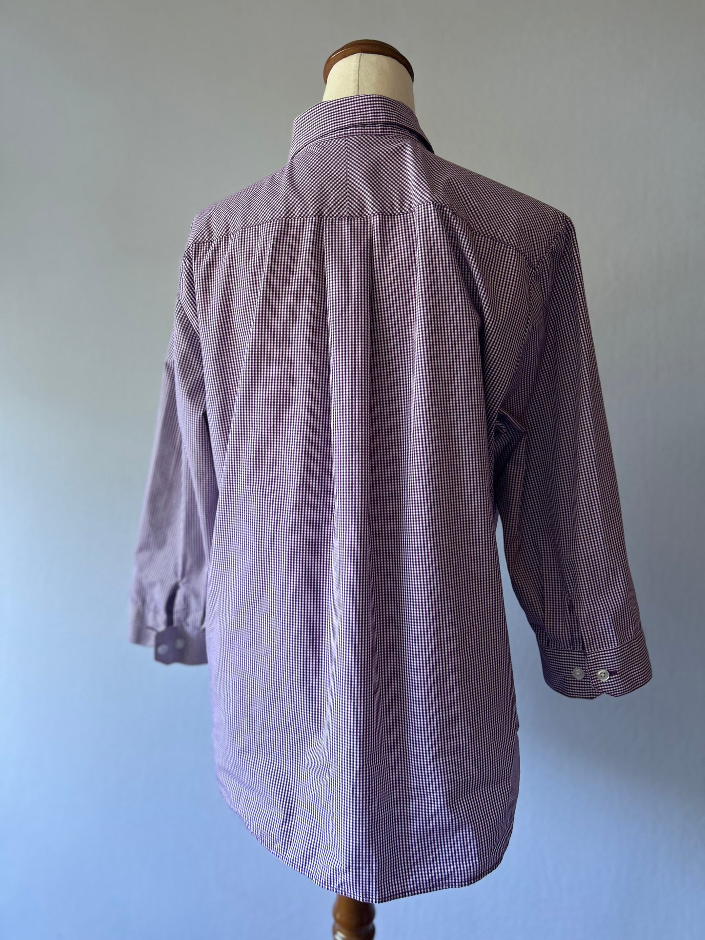 Purple Micro-Check Button-Down Shirt - Size 14