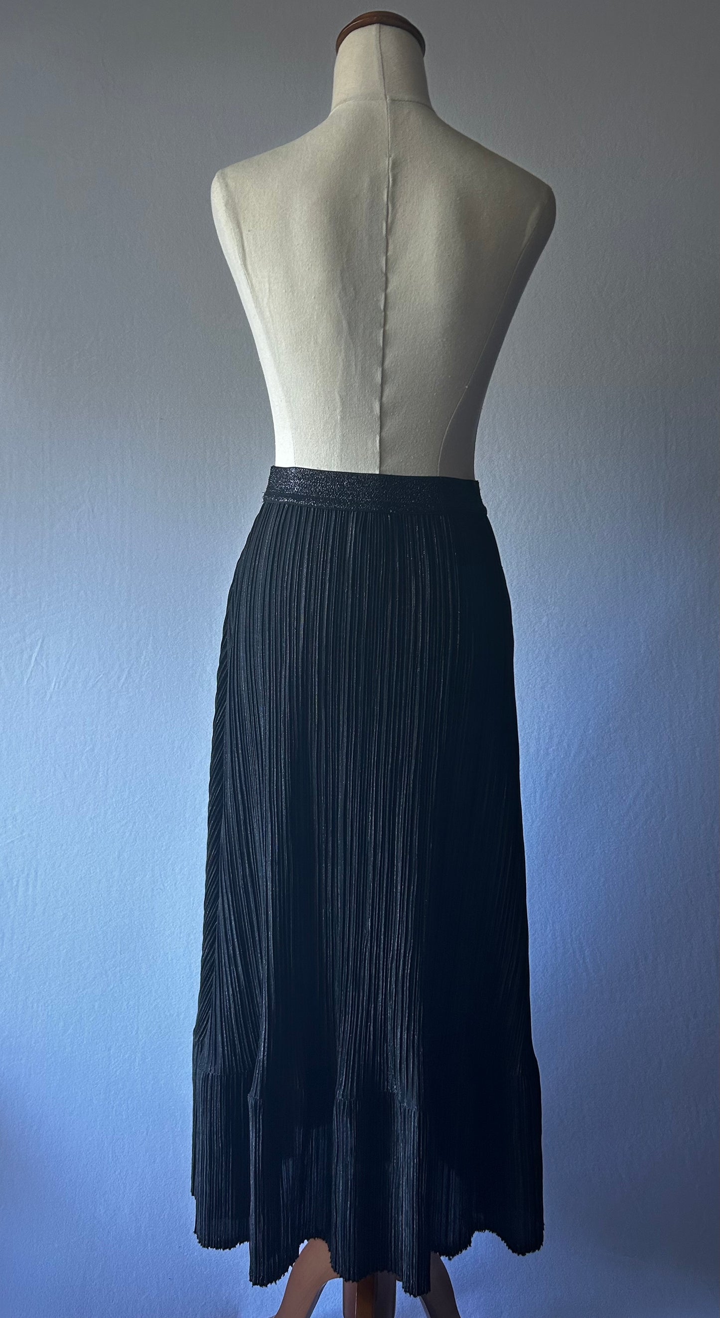 Black Pleated Midi Skirt – Size 2/M