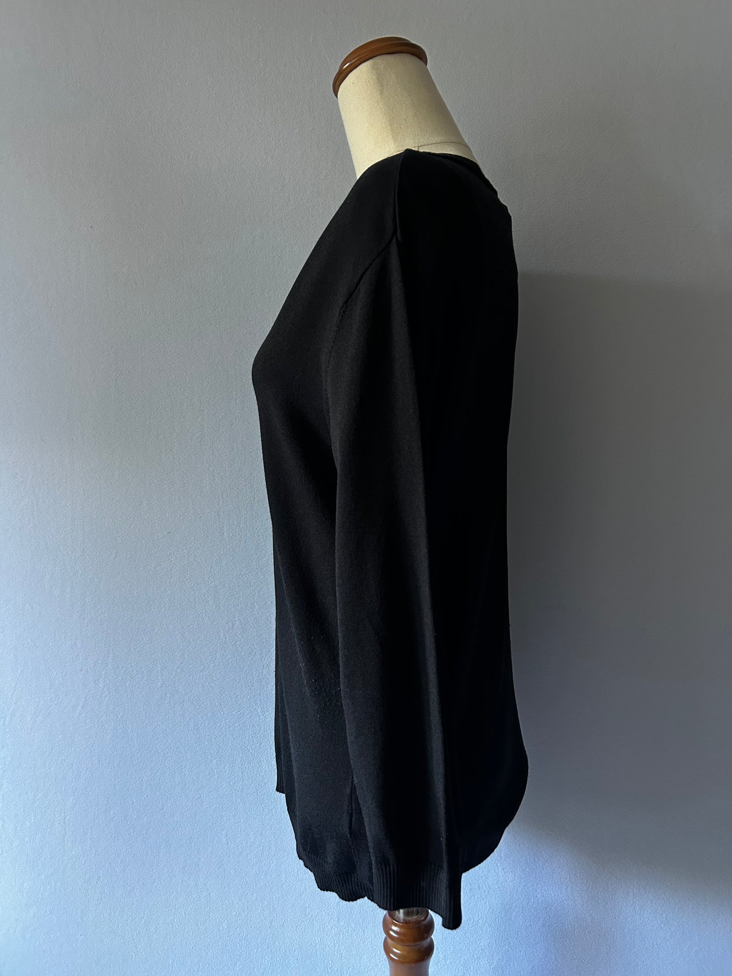 Black Mock-Neck Ribbed Knit Top - Size M