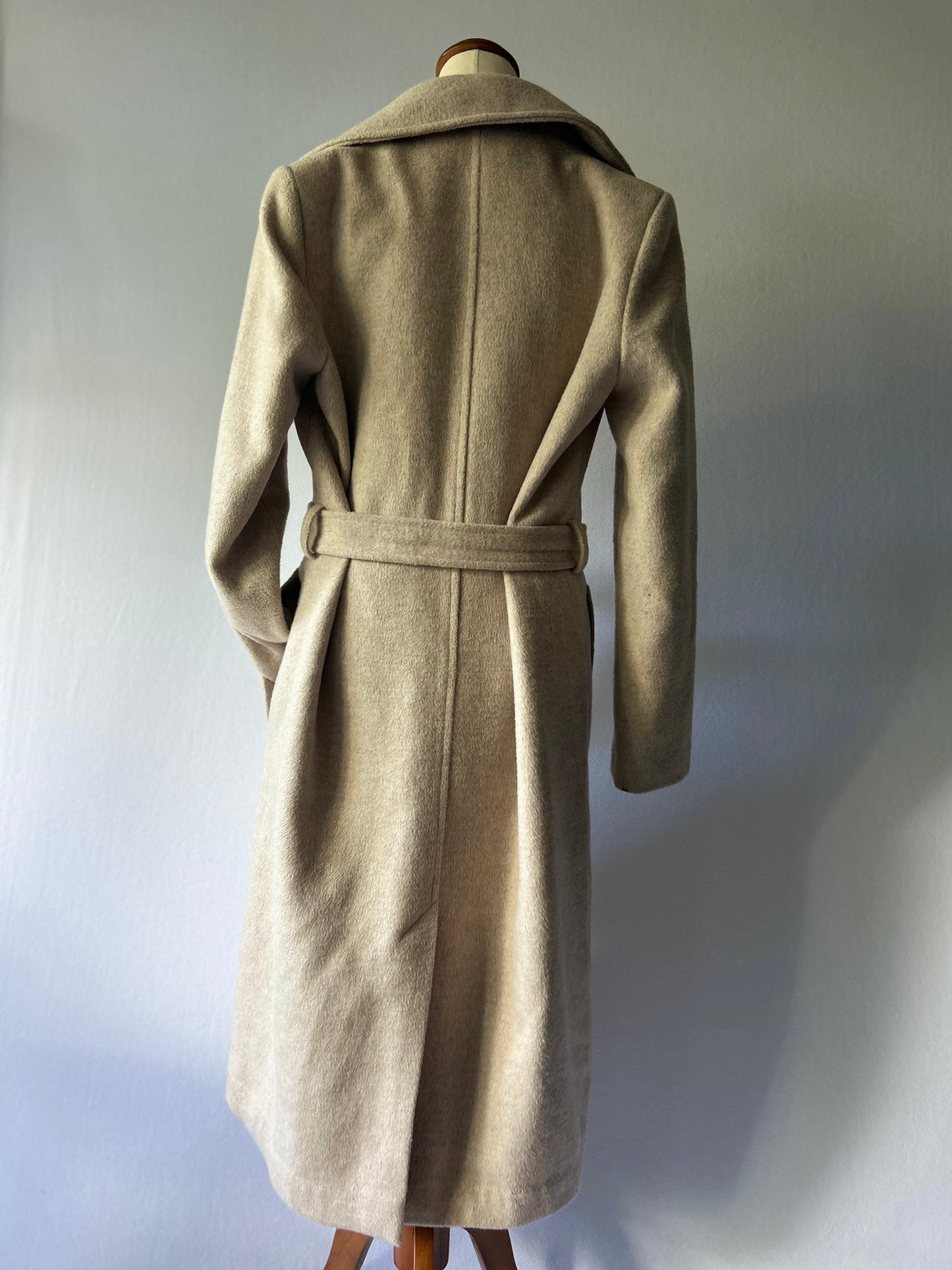 Oatmeal Double-Breasted Longline Overcoat – Size Eur 38 / US 8