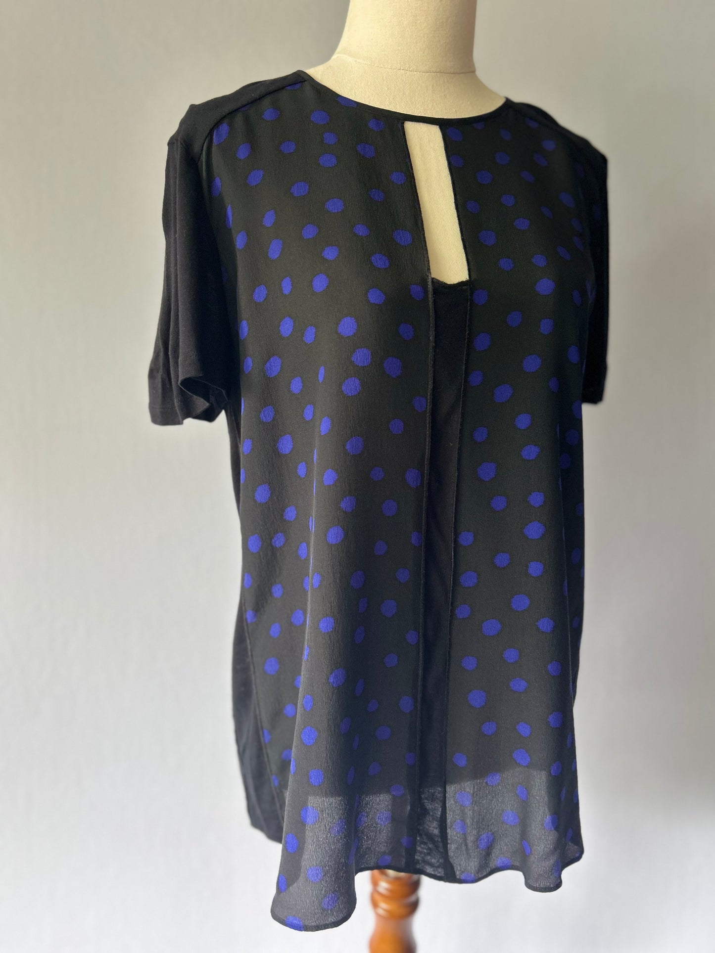 Rebecca Taylor Polka Dot Silk Keyhole Blouse – Size 6