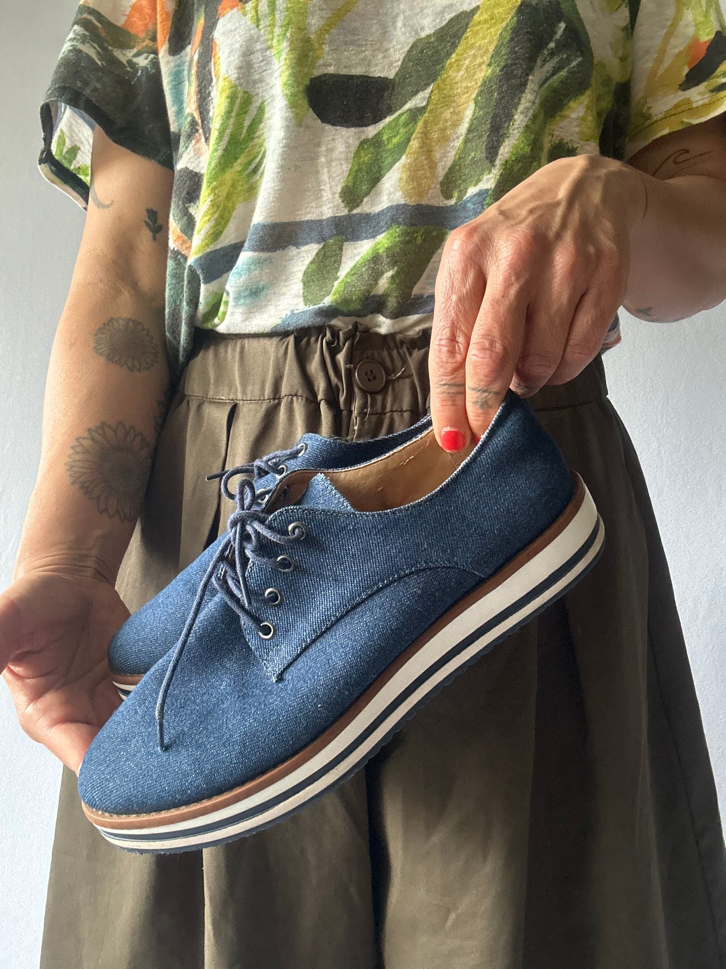 Navy Blue Platform Oxford Shoes – Size EUR 38 / BR 36 – Made in Brazil