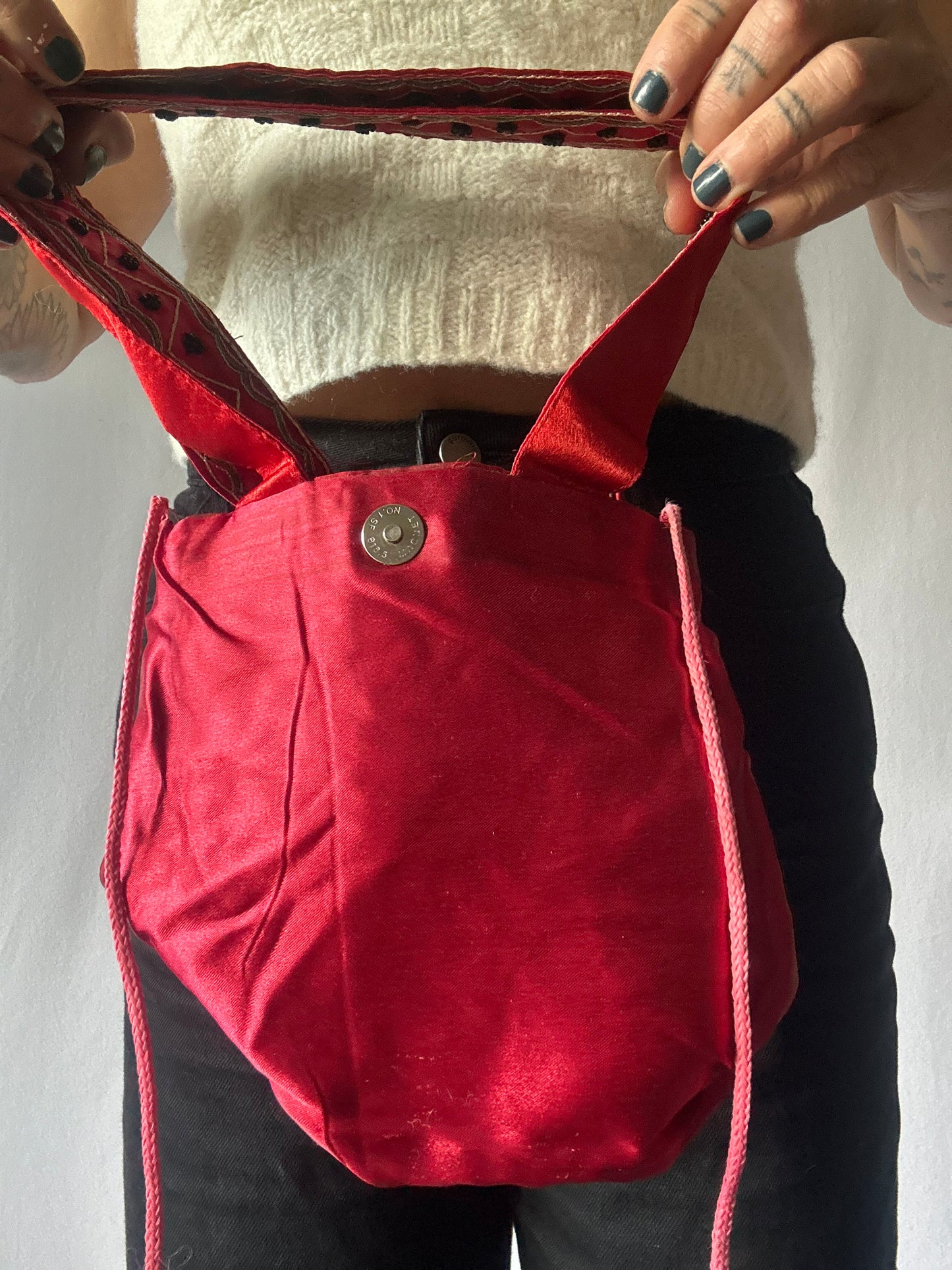 Embroidered Red Floral Tote Bag – Boho Chic Handmade Style