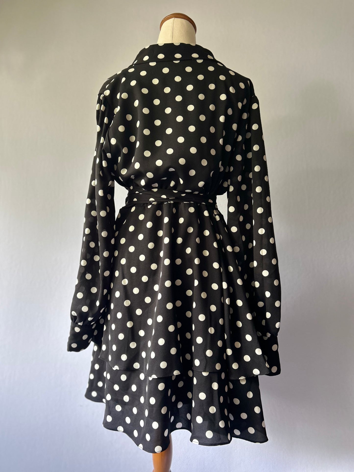 Pia Polka Dot Ruffle Wrap Dress – Size S