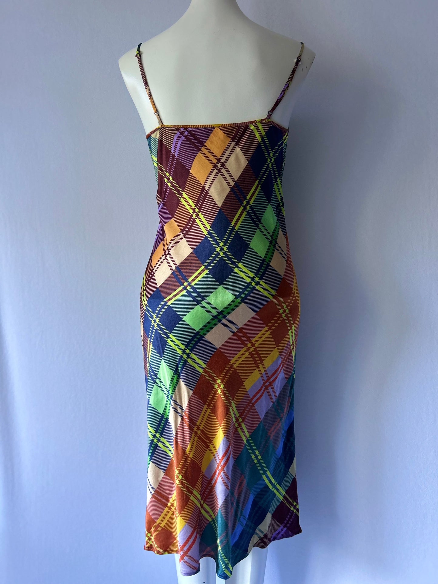 Gorman Multi-Color Plaid Viscose Slip Dress - Size