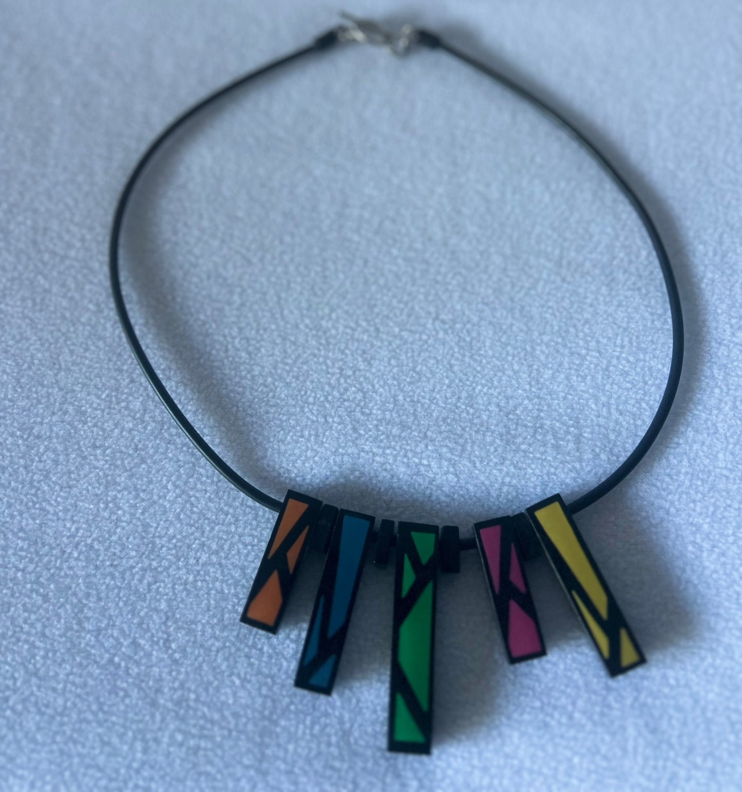 Modernist Geometric Colorful Pendant Choker - One Size