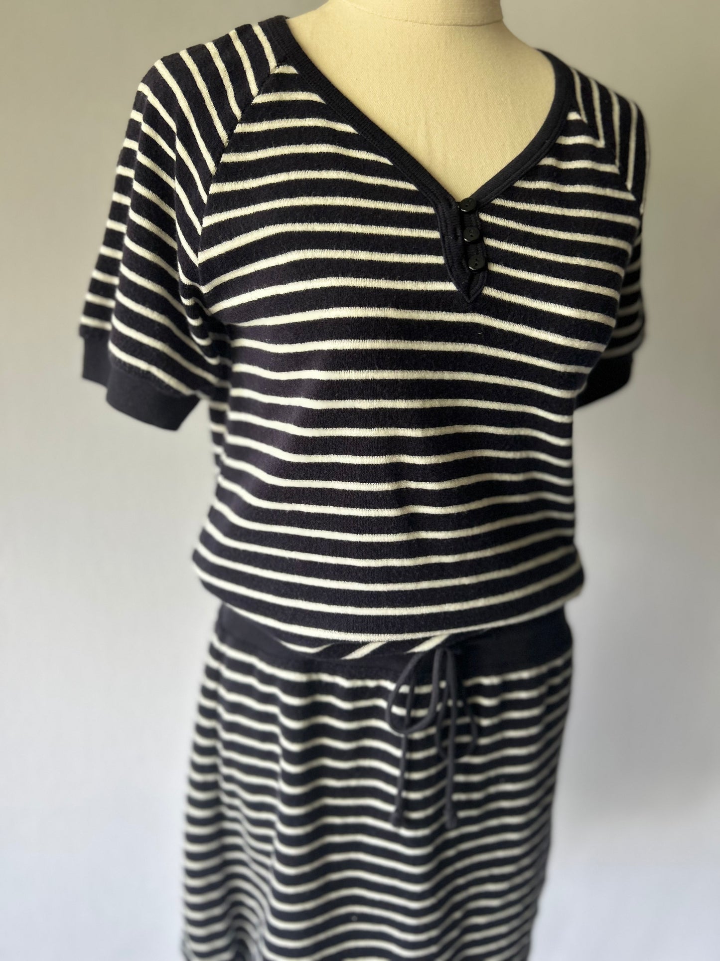 Striped Terry Cotton Dress – Size Small