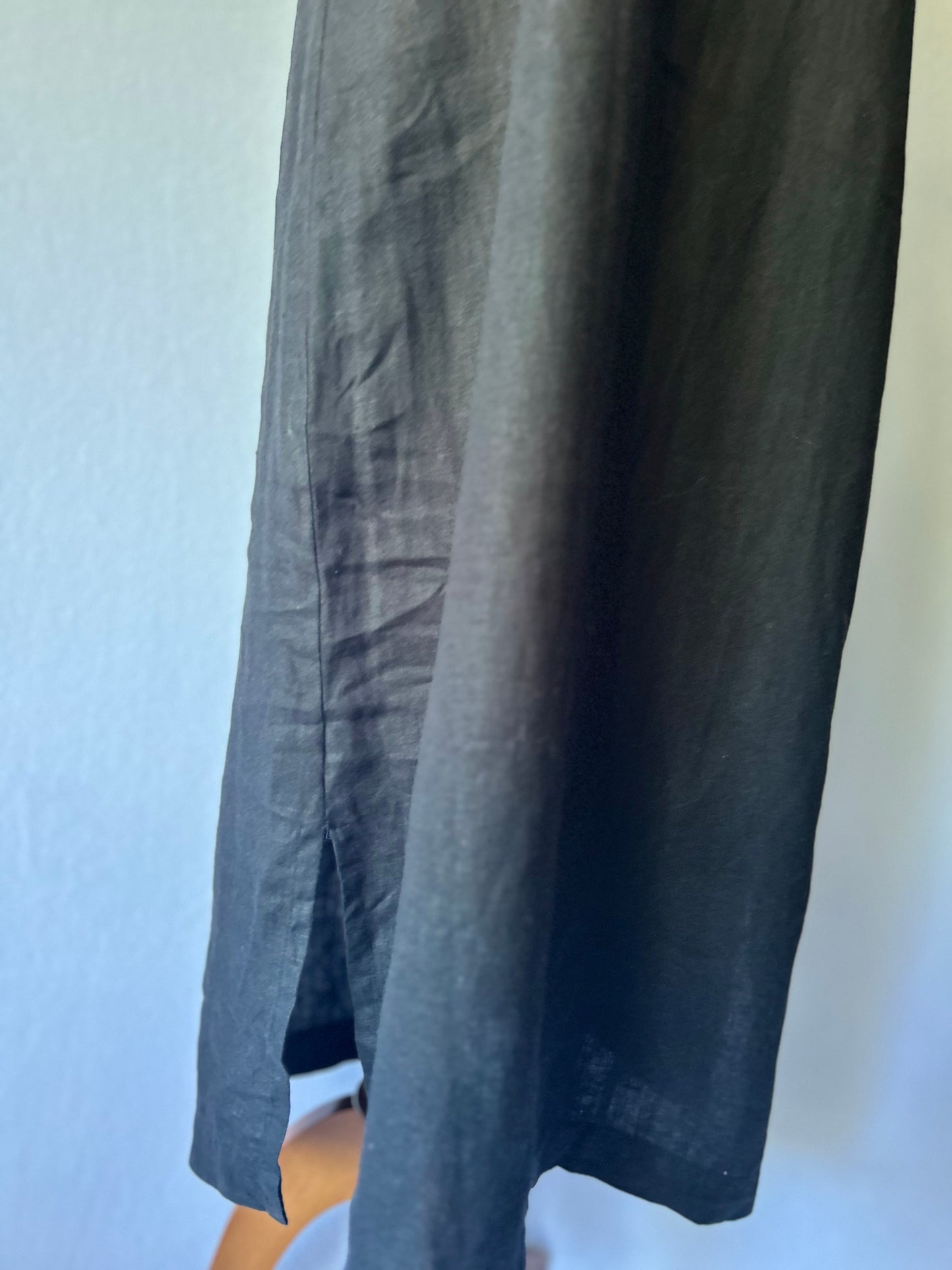 Assembly Label Black V-Neck Linen Cami Maxi Dress - Size 8