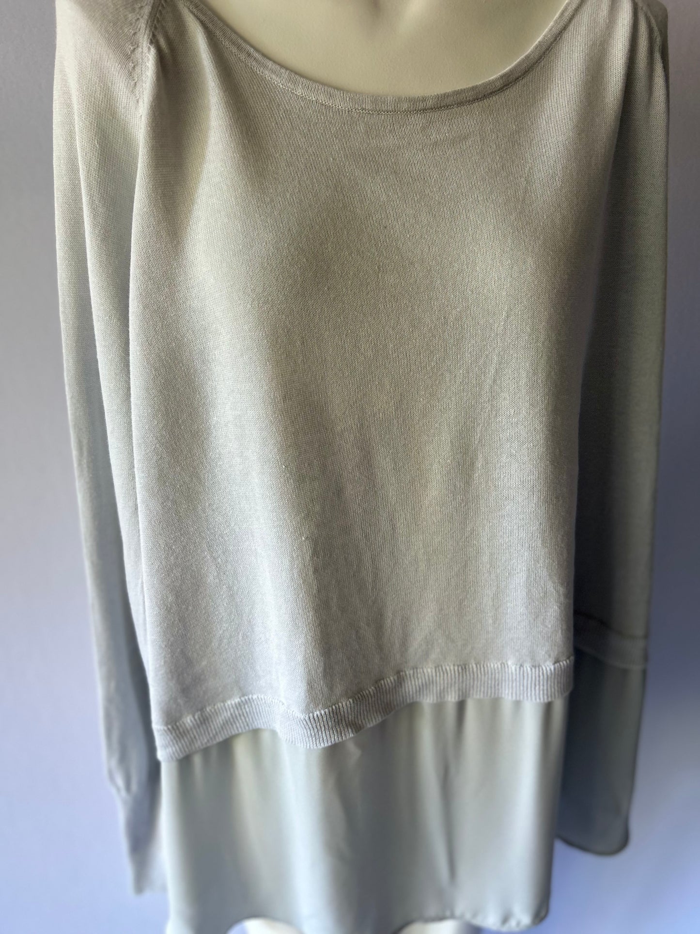 Sage Mist Layered Linen-Blend Tunic - Size 2X