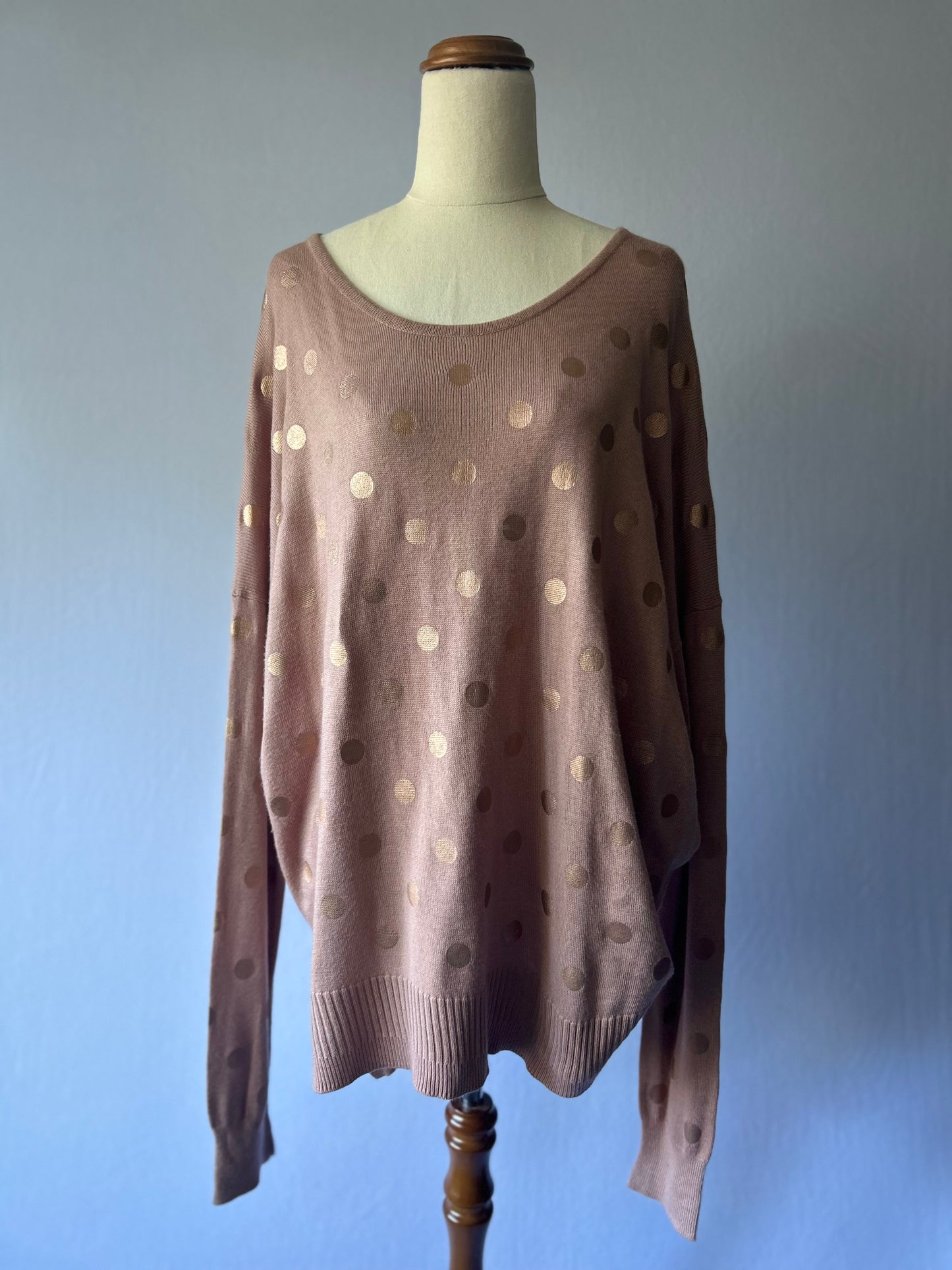 Blush Pink Polka Dot Sweater – Size XL