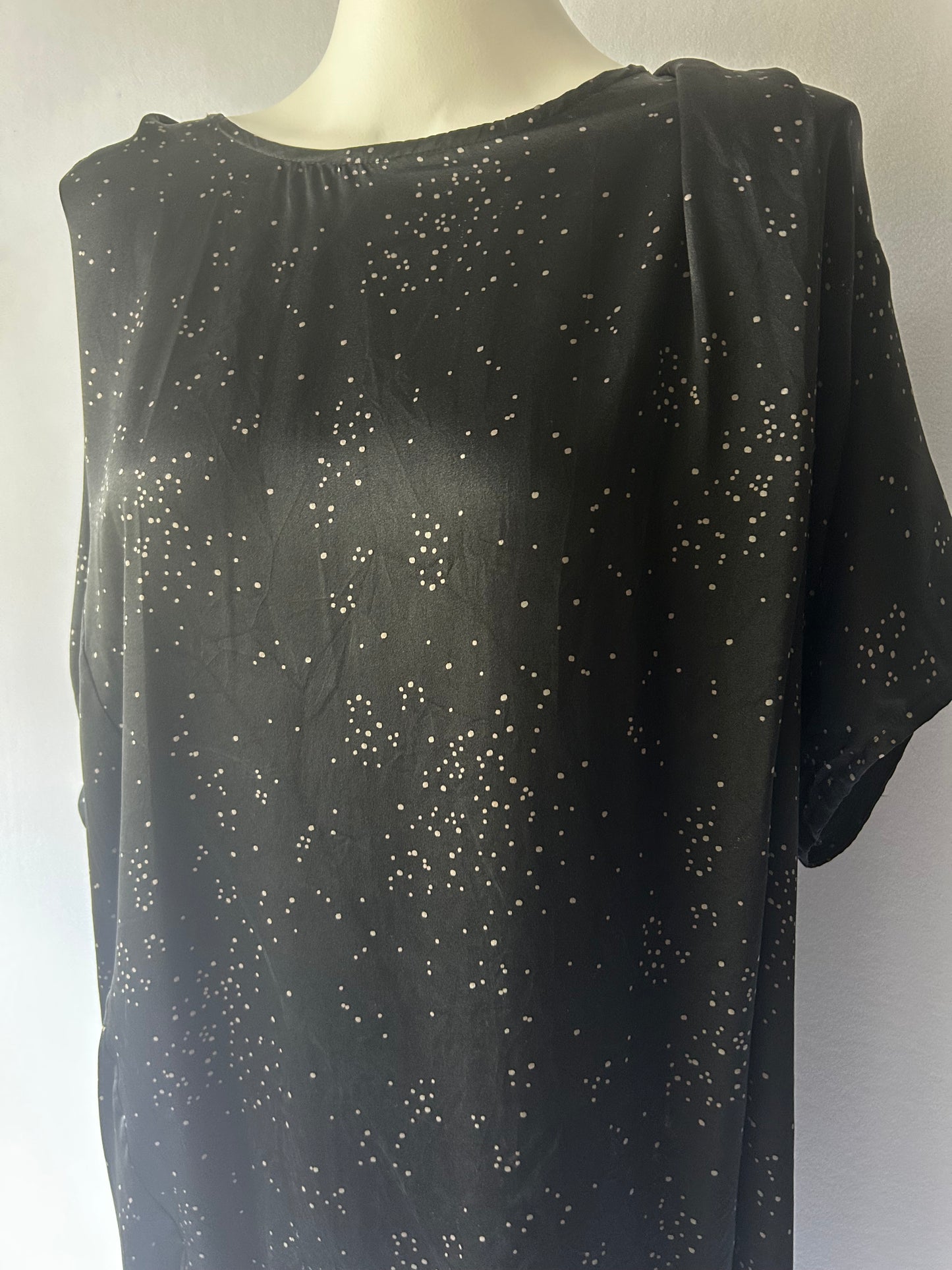 Max 100% Silk Starburst Print Draped Dress - Size 16