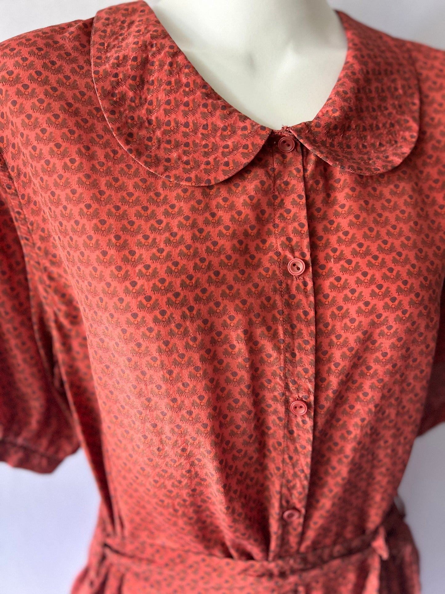 Ingrid Starnes Made in NZ Silk Patterned Shirt Dress - Size 10