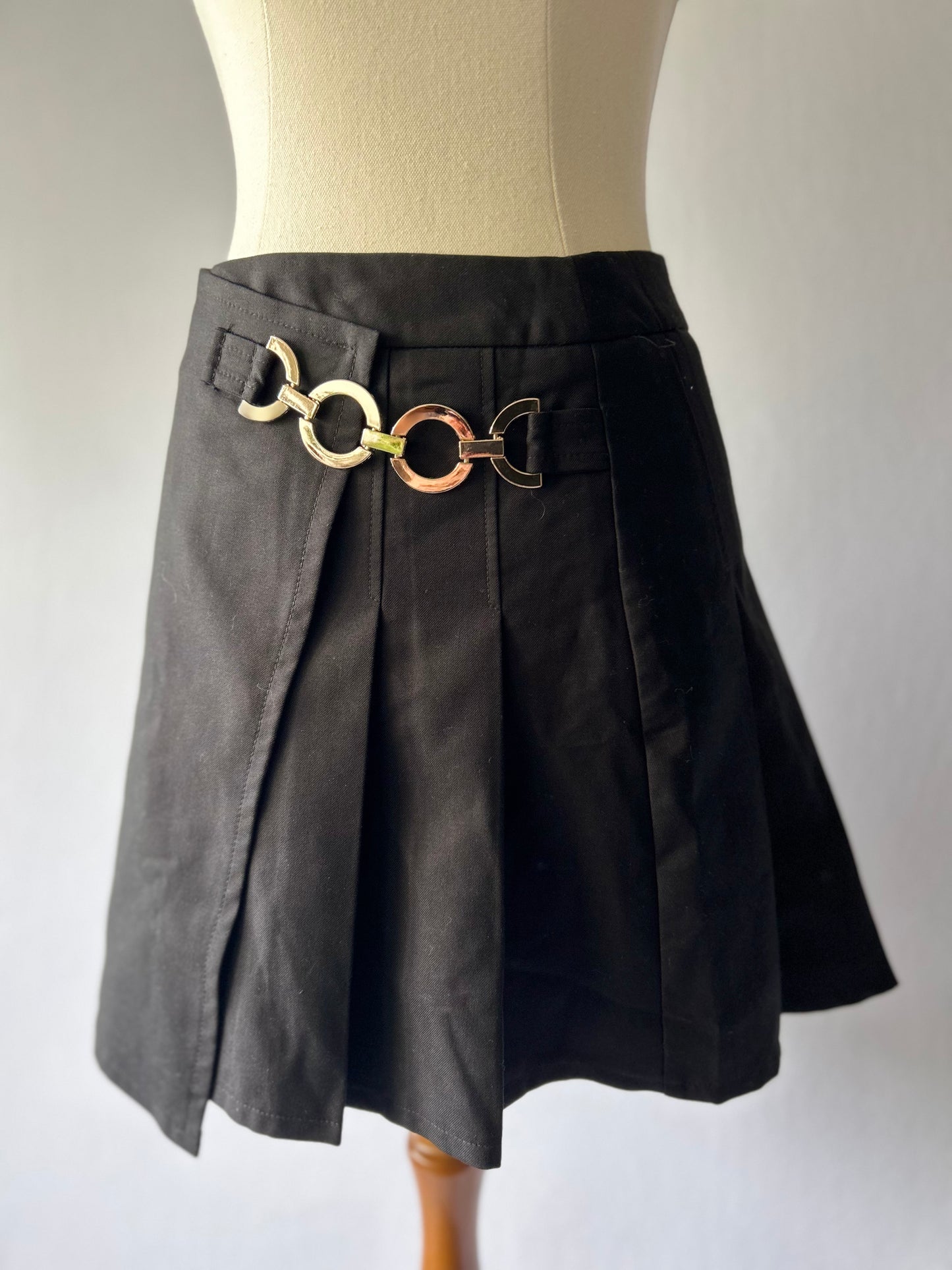 Black Skort with Gold Side Belt – Size small 6/8