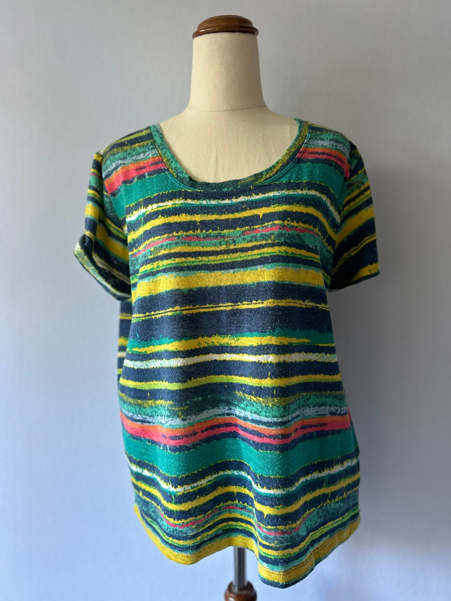 Multicolour Abstract Stripe Tee - Size M
