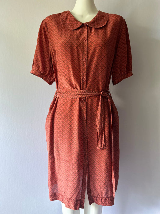 Ingrid Starnes Made in NZ Silk Patterned Shirt Dress - Size 10