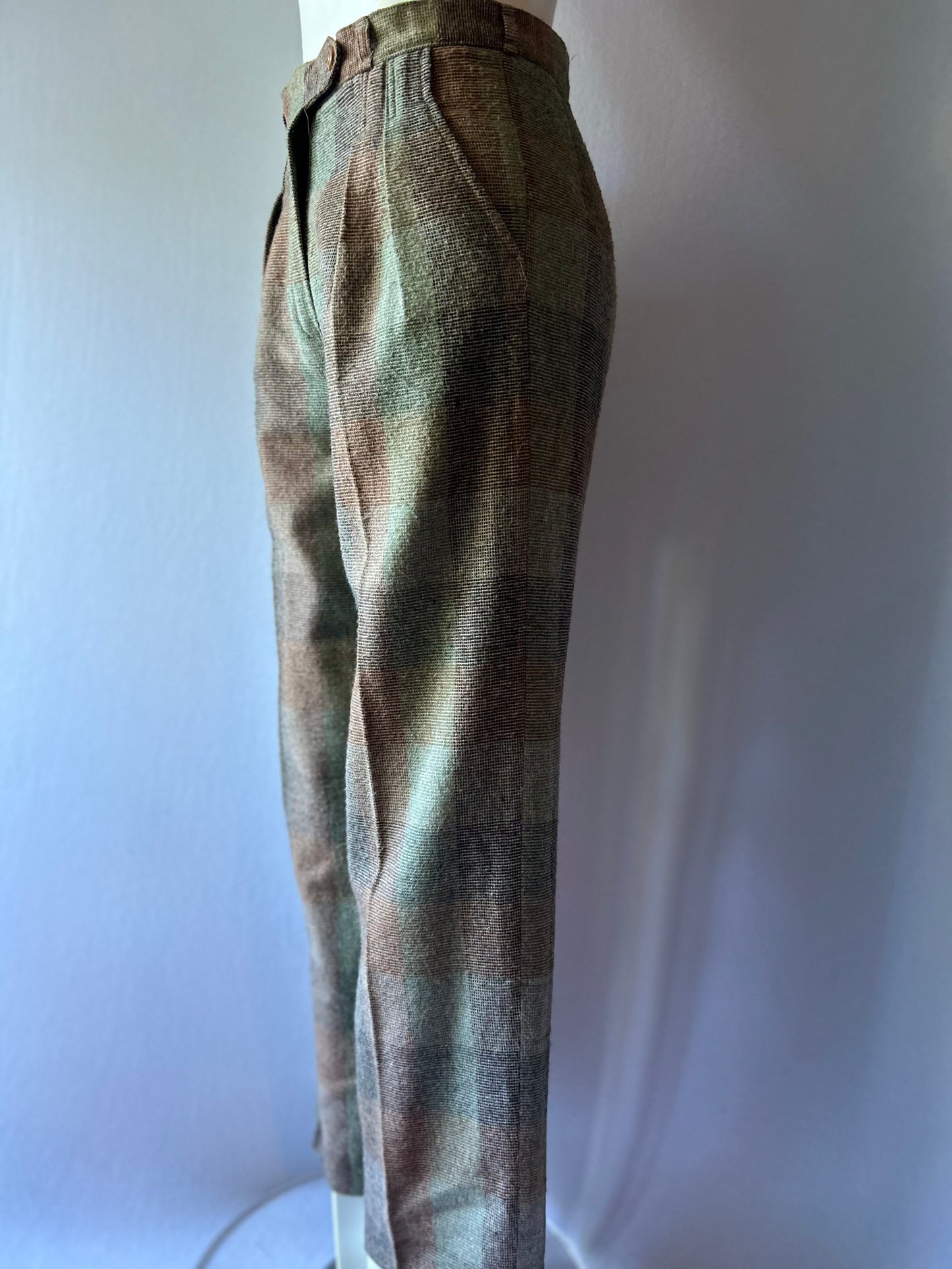 Katies Vintage High-Waisted Pleated Plaid Trousers - Size 8