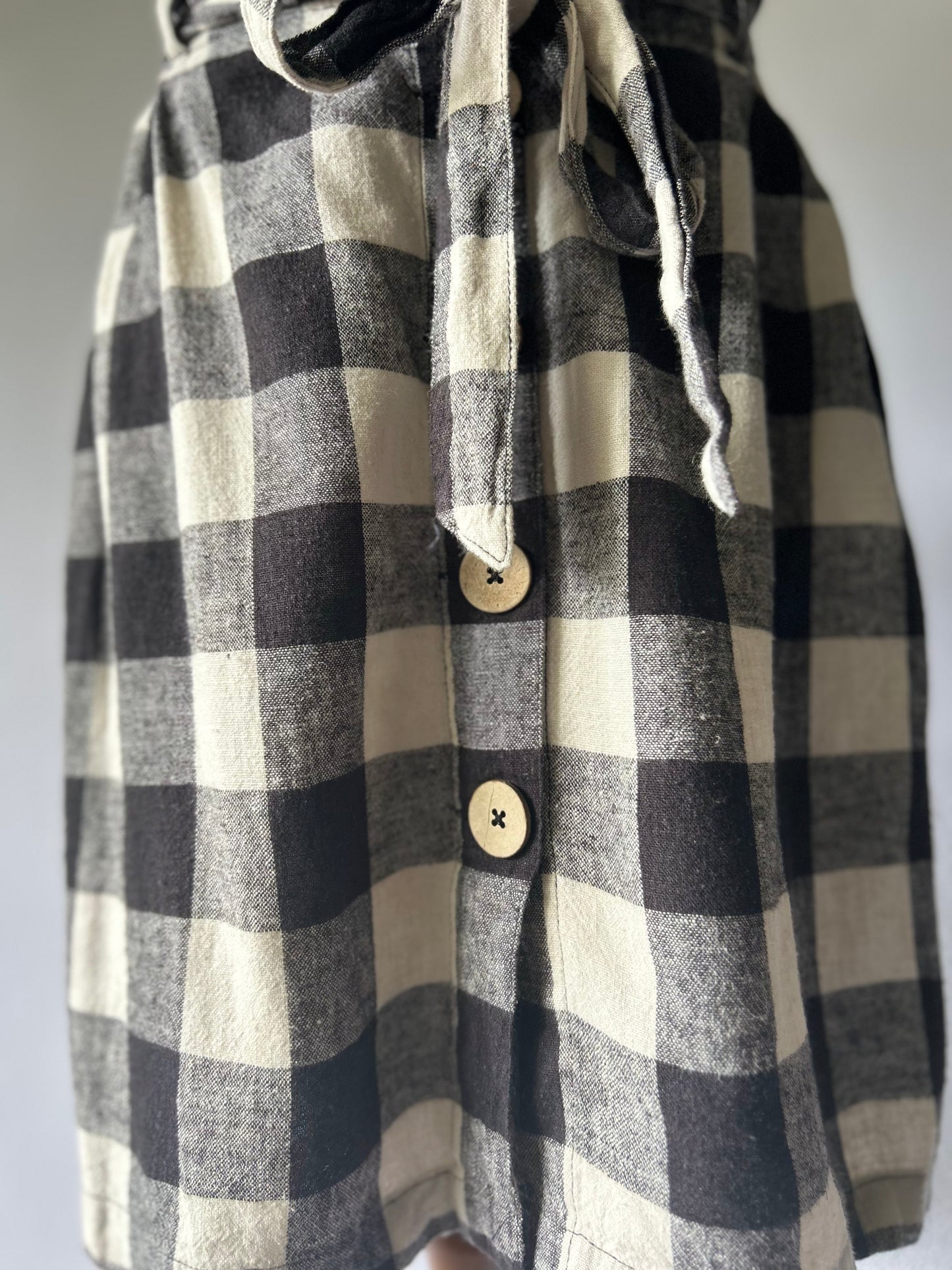 Linen Check Skirt with Belt – Size 14