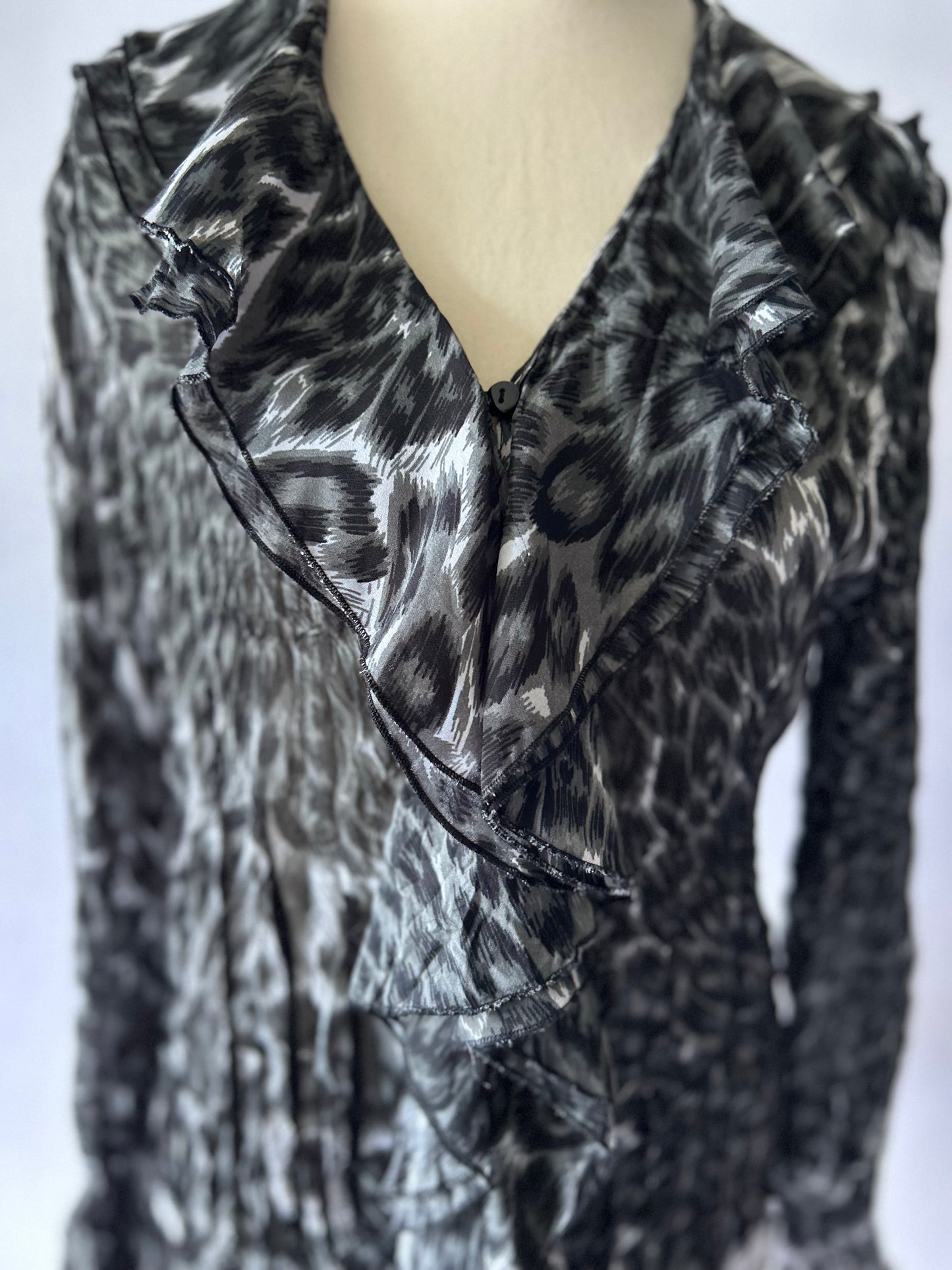 Animal Print Ruffle Blouse – Size 36