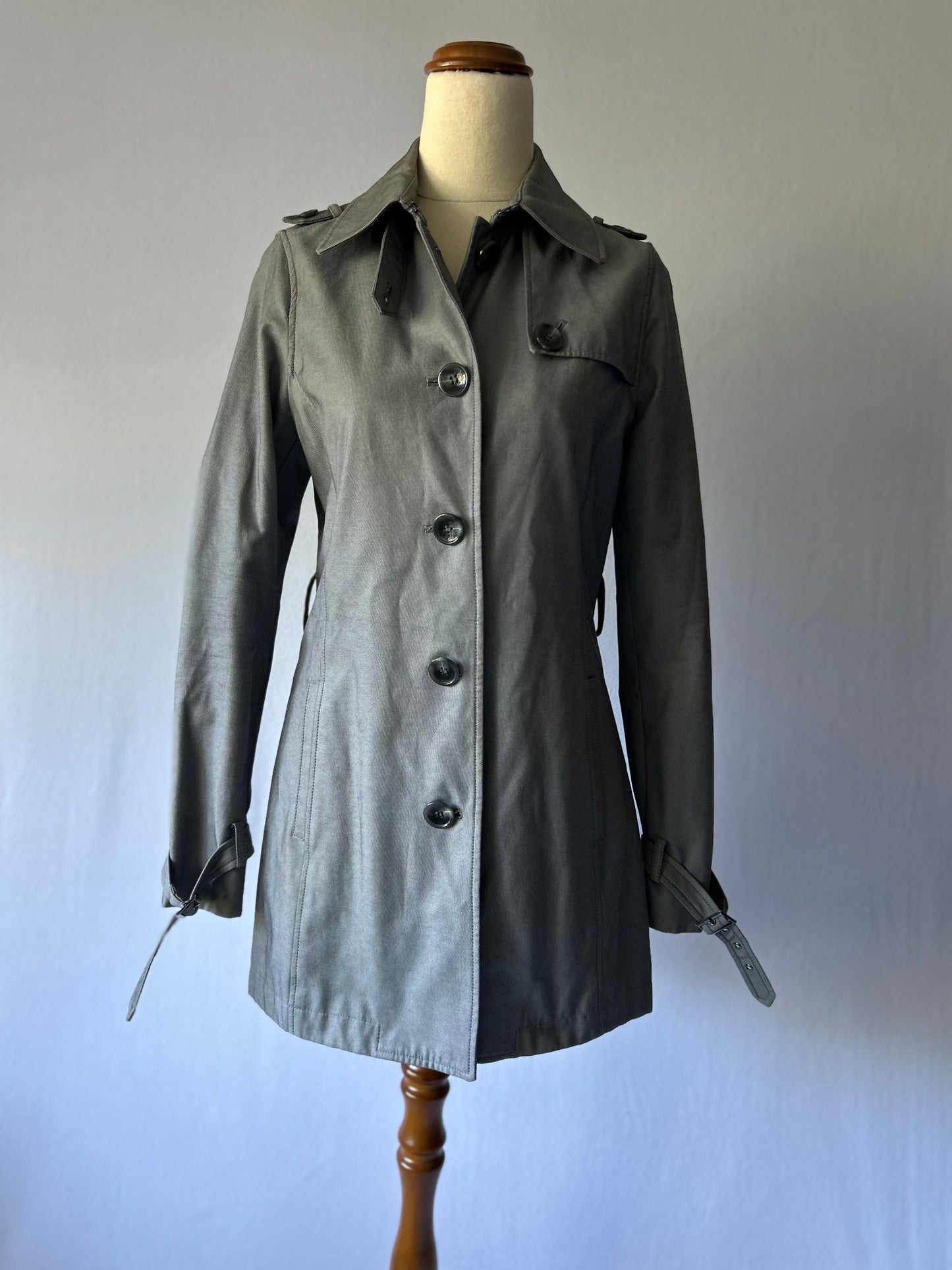 David Lawrence Grey Short Trench Jacket | Size 8 | Cotton Blend
