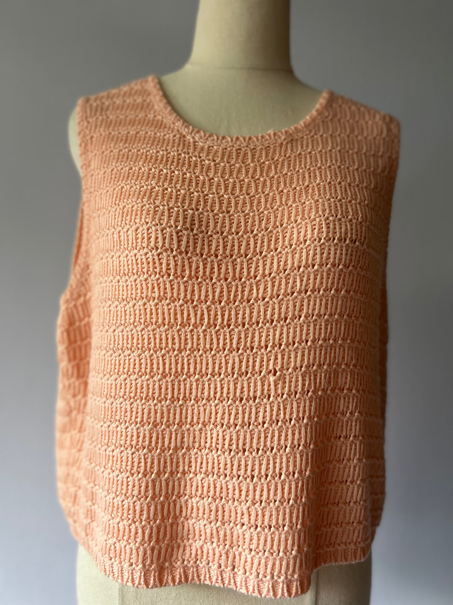 Knit Crop Tank Vest - Pastel Peach - Size UK 12 / US 8