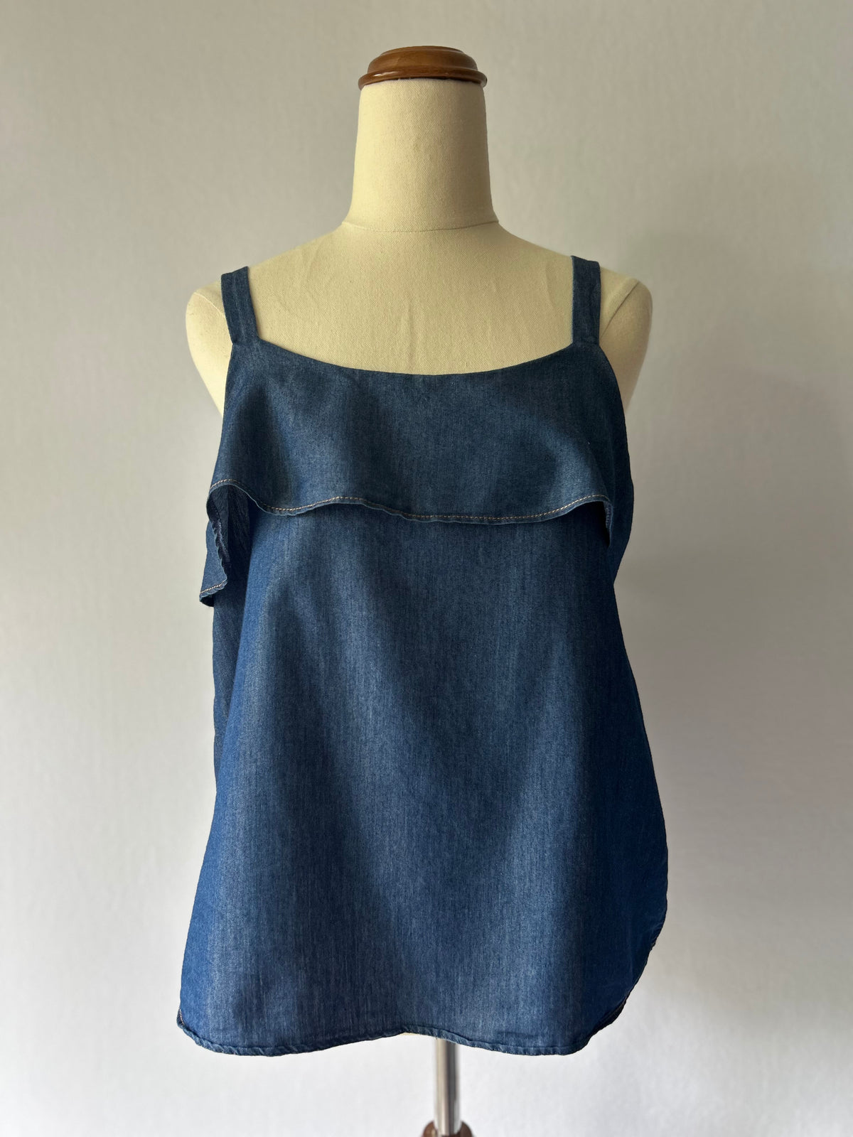 Denim-Look Ruffle Camisole Top – Size M