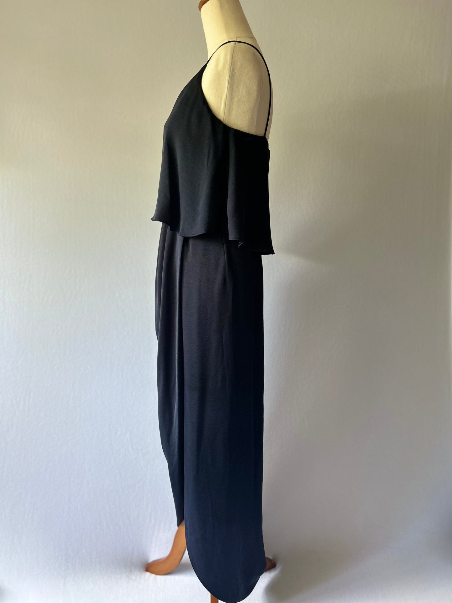 Shona Joy NZ 6 | Navy Drape Maxi Dress | Layered Camisole Evening Gown