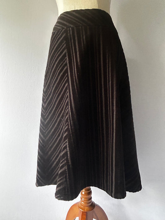 Noir Striped Corduroy A-Line Skirt – Size 12