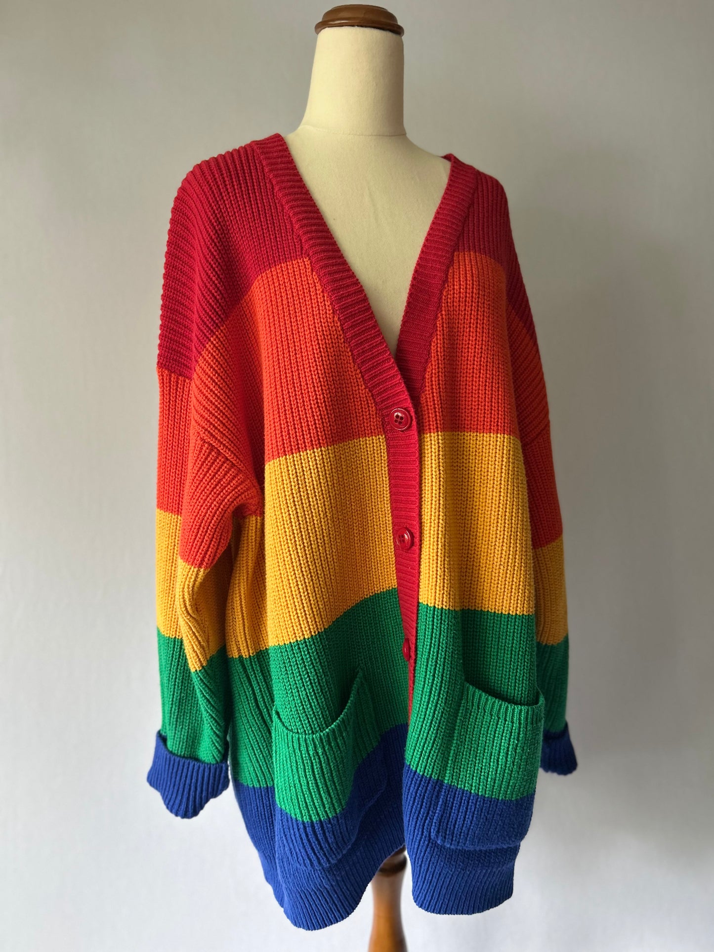 Dangerfield Rainbow Stripe Oversized Knit Cardigan – Size 16