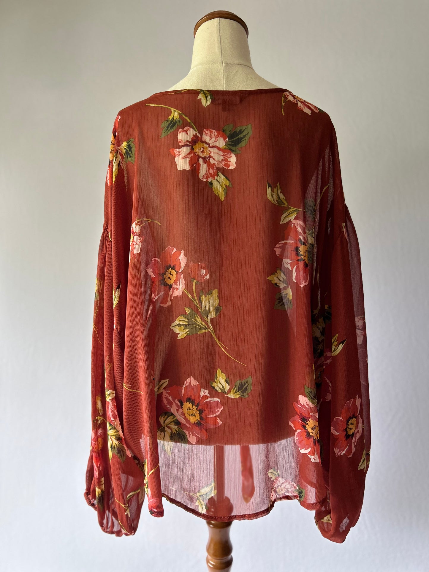 Terracotta Floral Blouse Size 18