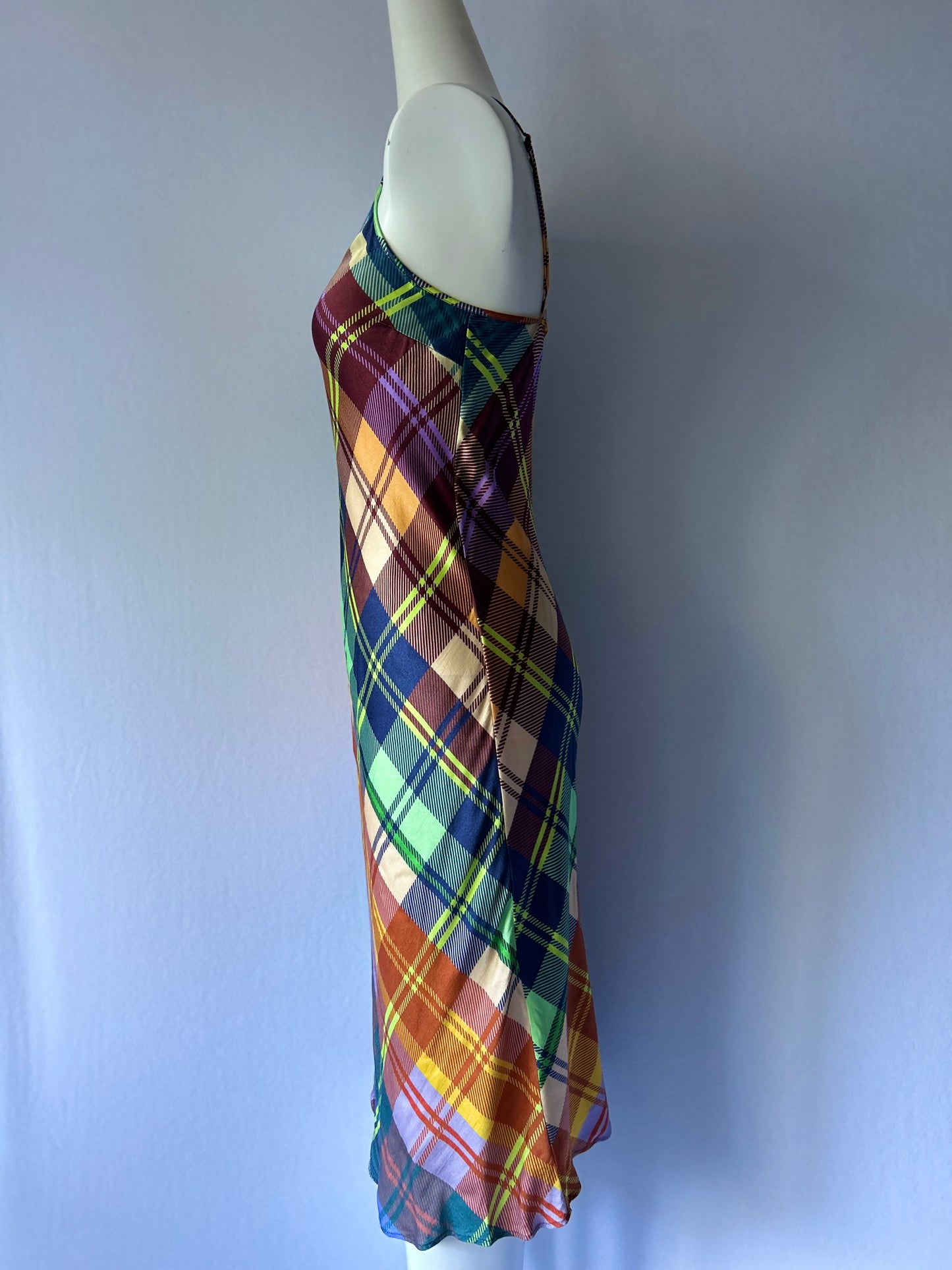 Gorman Multi-Color Plaid Viscose Slip Dress - Size